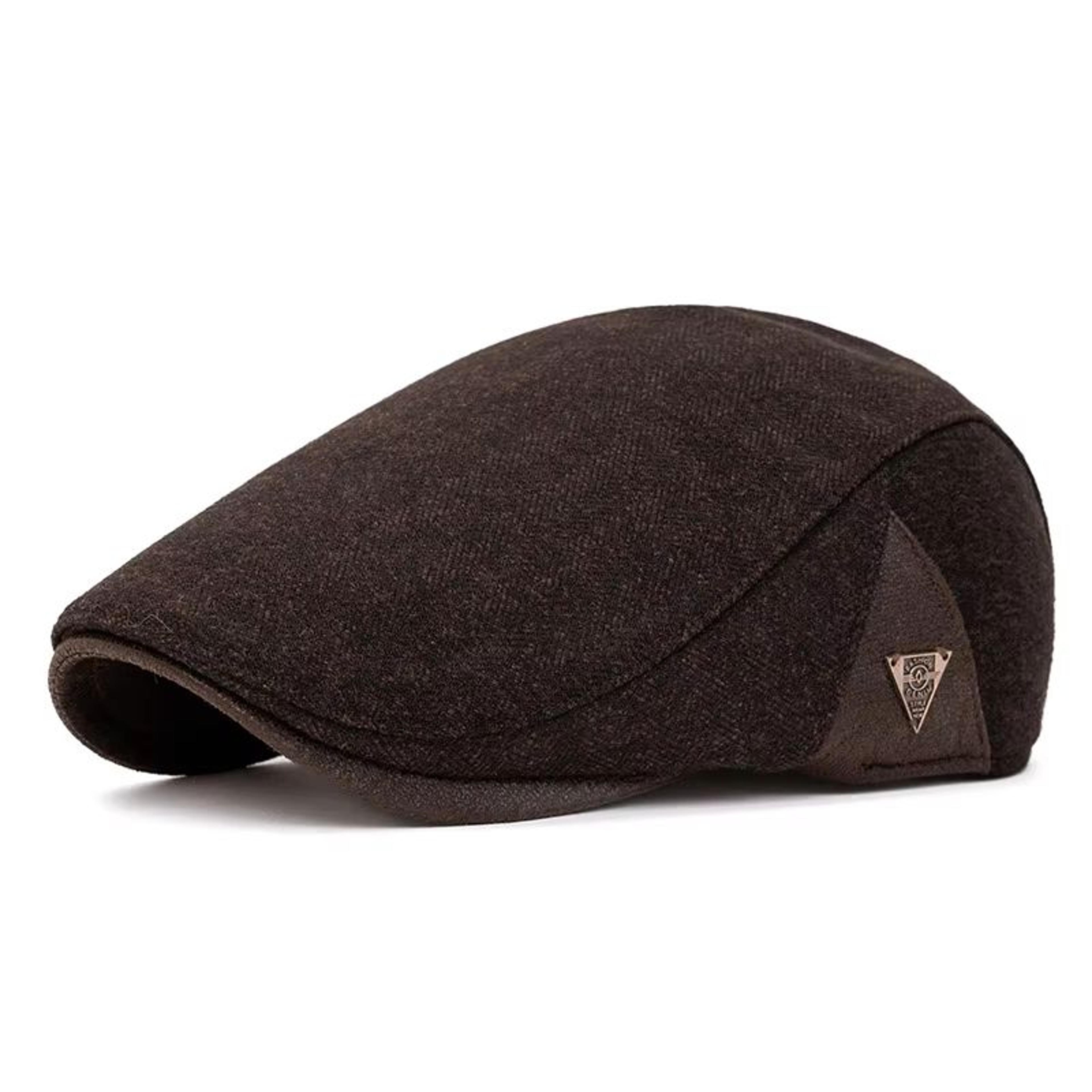 Mens Vintage Striped Herringbone Octagonal Beret Hat 24