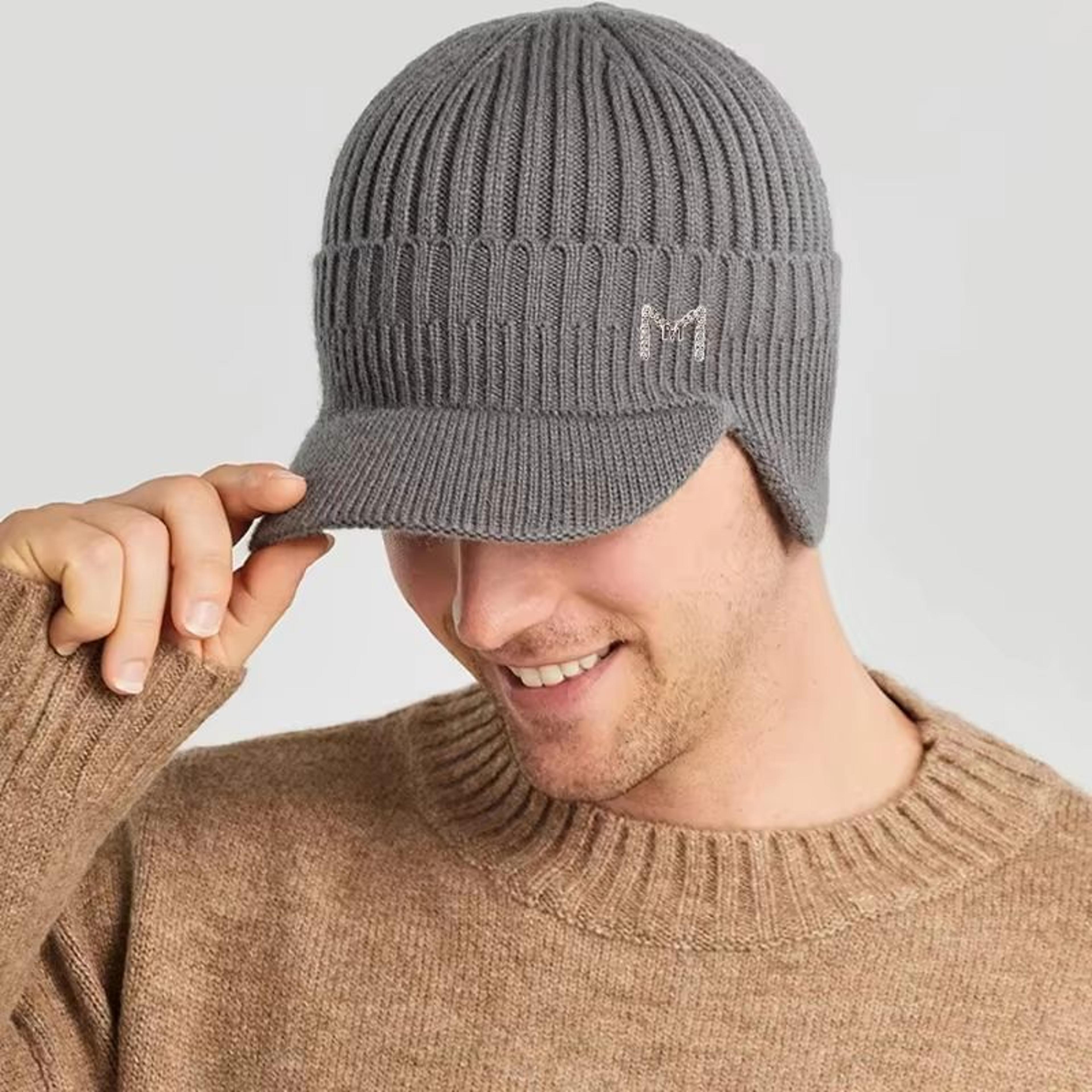 Unisex Winter Knitted Beanie With Brim And Fleece Lined Ear Flap 6