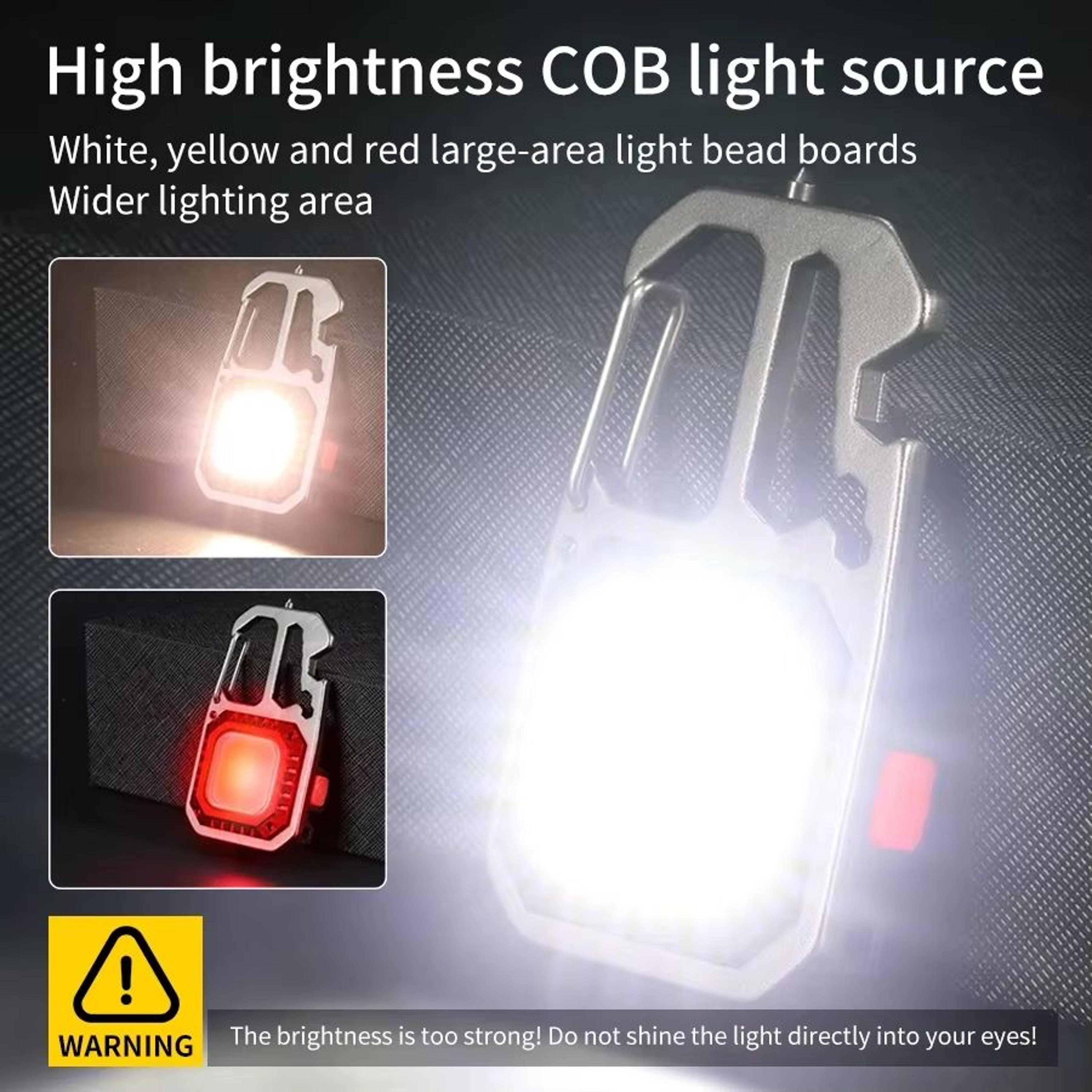 Ultra Small Rechargeable COB Keychain LED Light With MultiFunction Tools 2