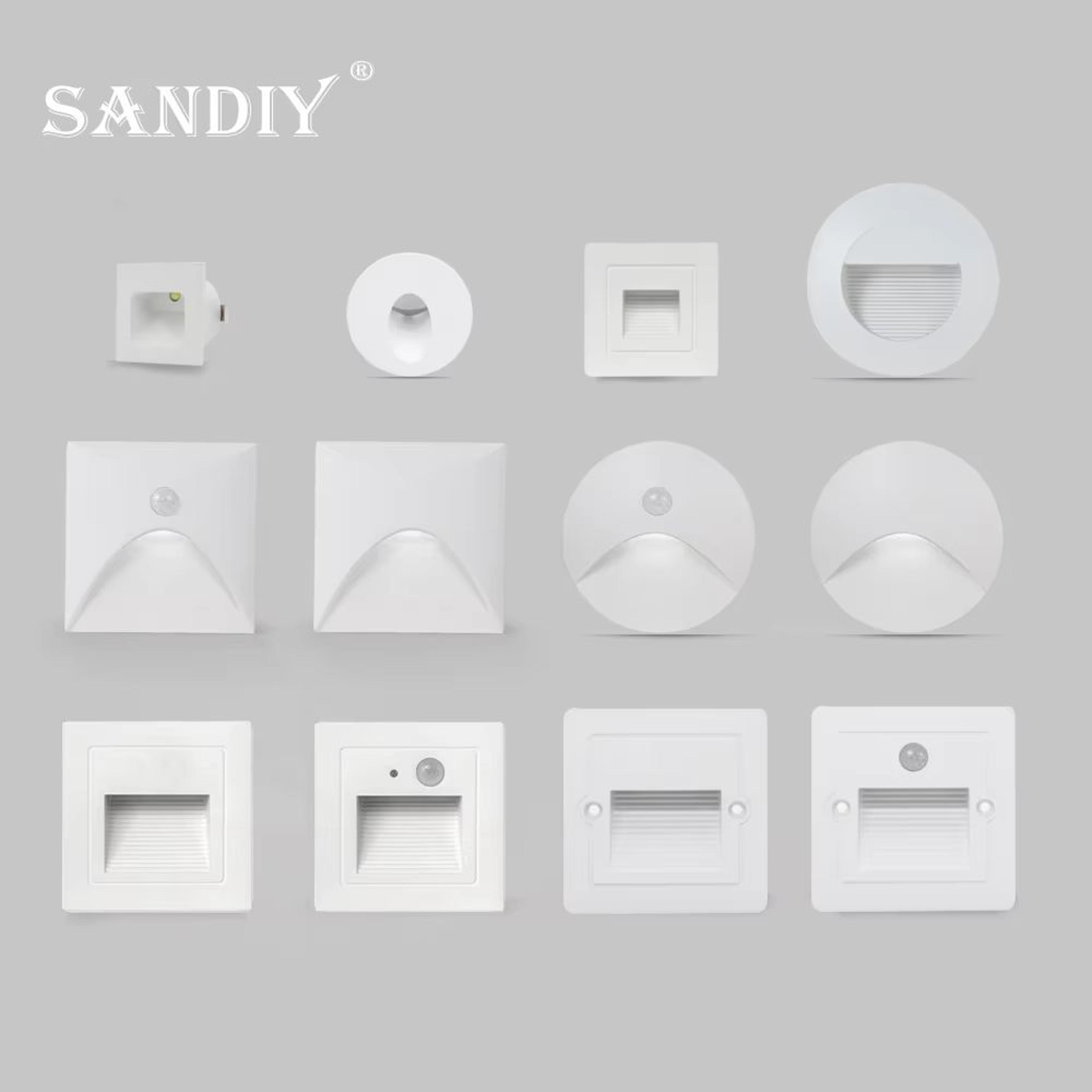SANDIY Embedded Motion Sensor Stair Light Wall Sconce  Indoor And Outdoor Step Lighting White Round 0