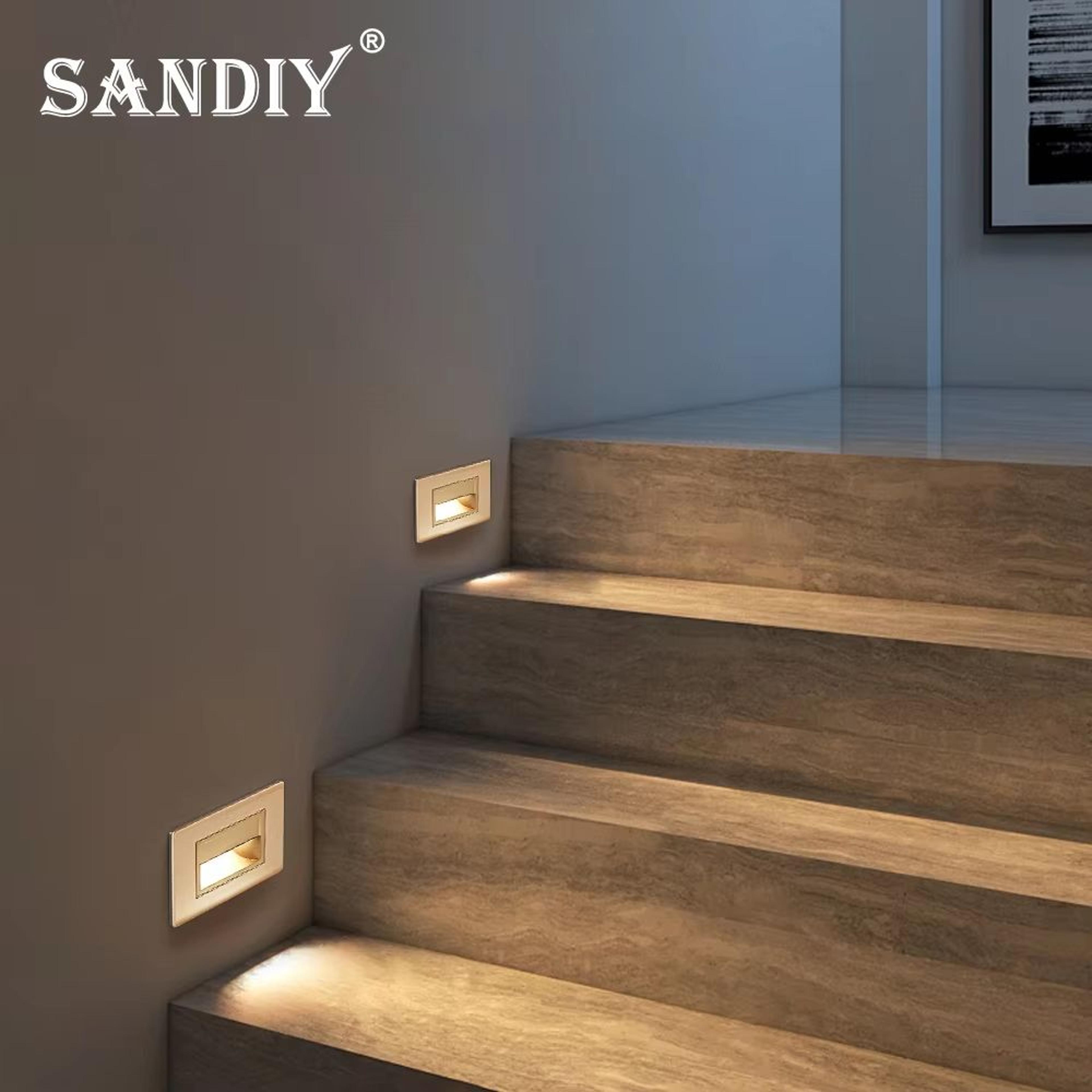 SANDIY American LED Step Light Wall Lamp With PIR Motion Sensor  Recessed Night Lighting For Stairs 3