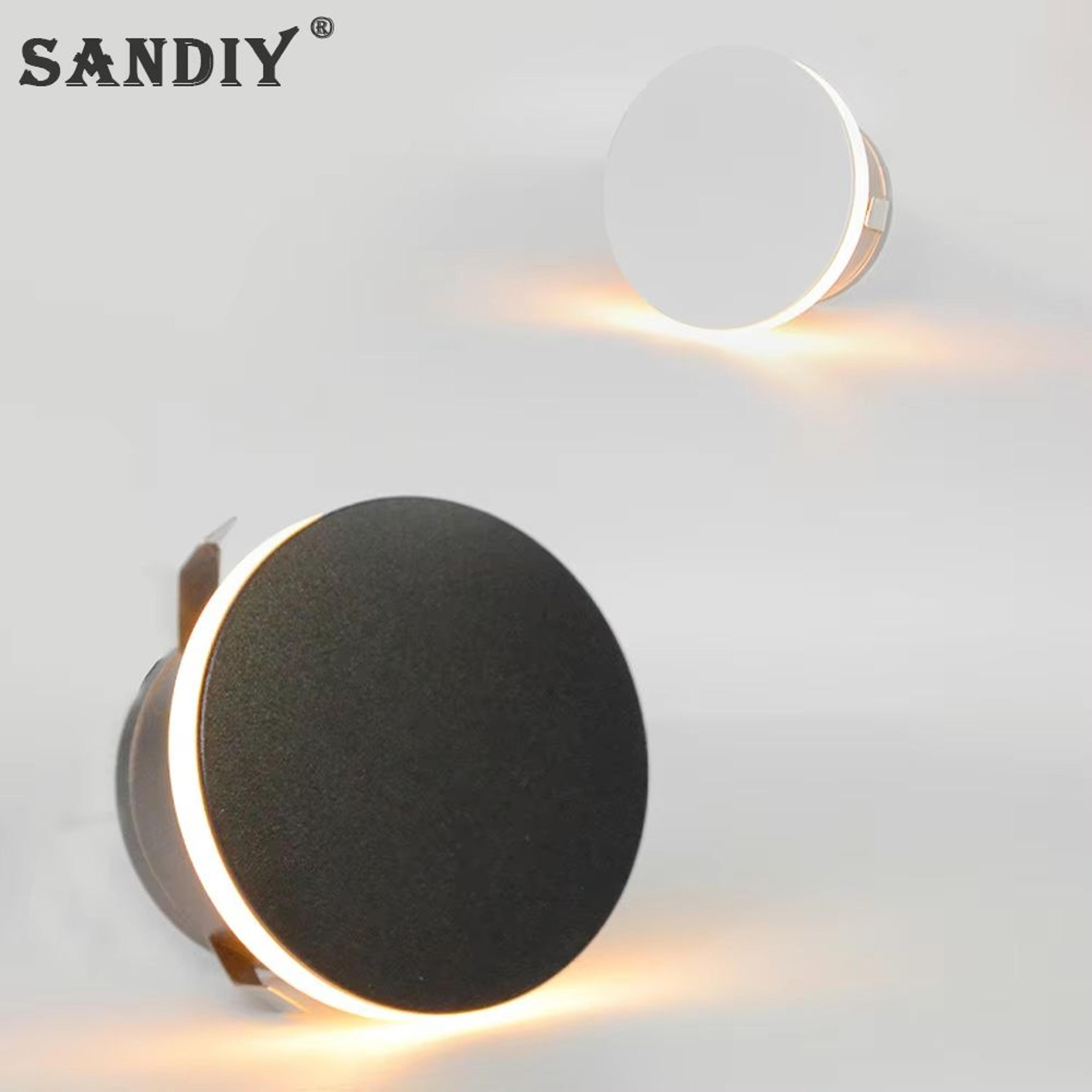 SANDIY LED Step Light Recessed Wall Lamp  Round Stair Lighting Waterproof Indoor And Outdoor Lumina 1
