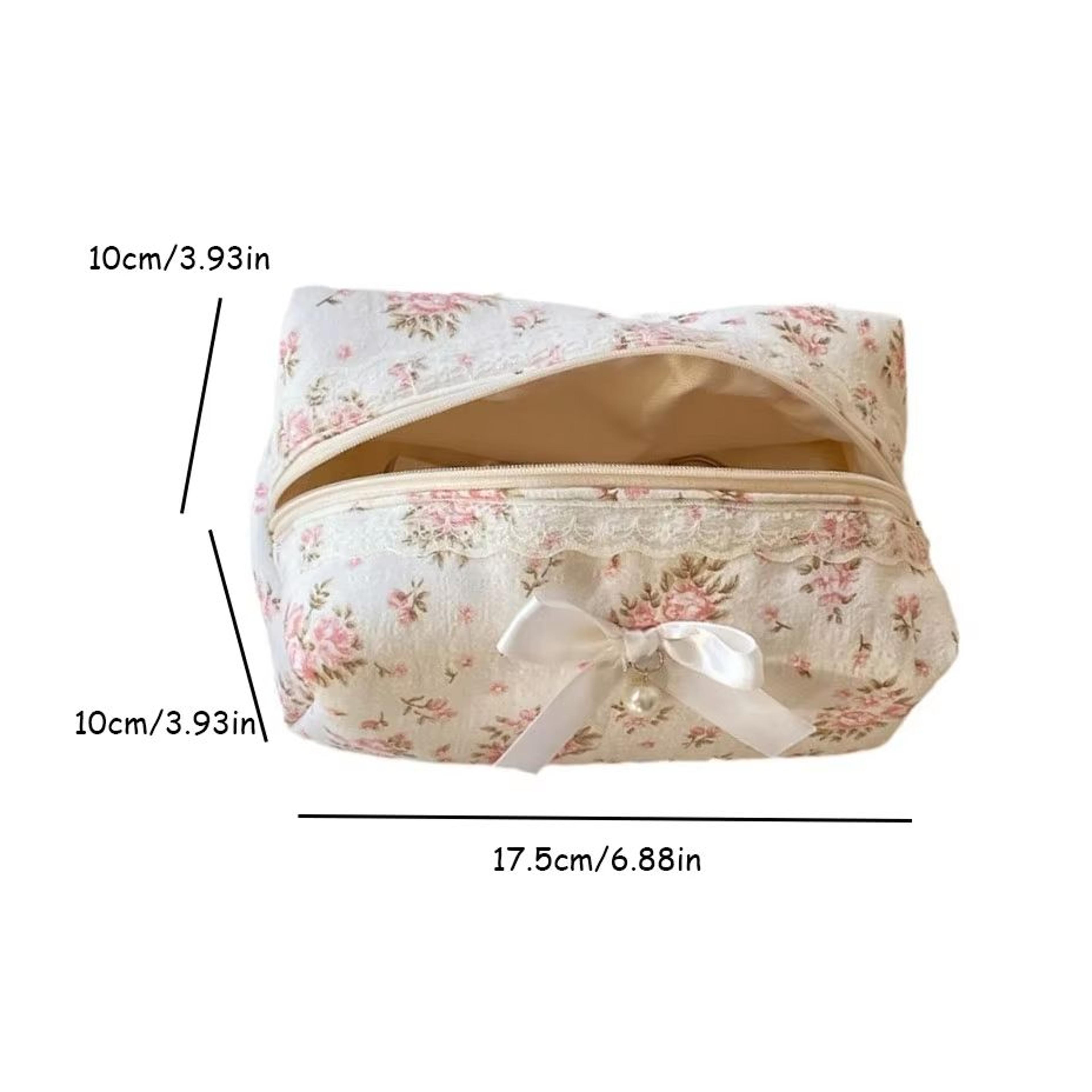 Sweet Women Lace Bow Cosmetic Bag  Large Capacity Makeup Organizer And Travel Toiletry Storage Bag  5