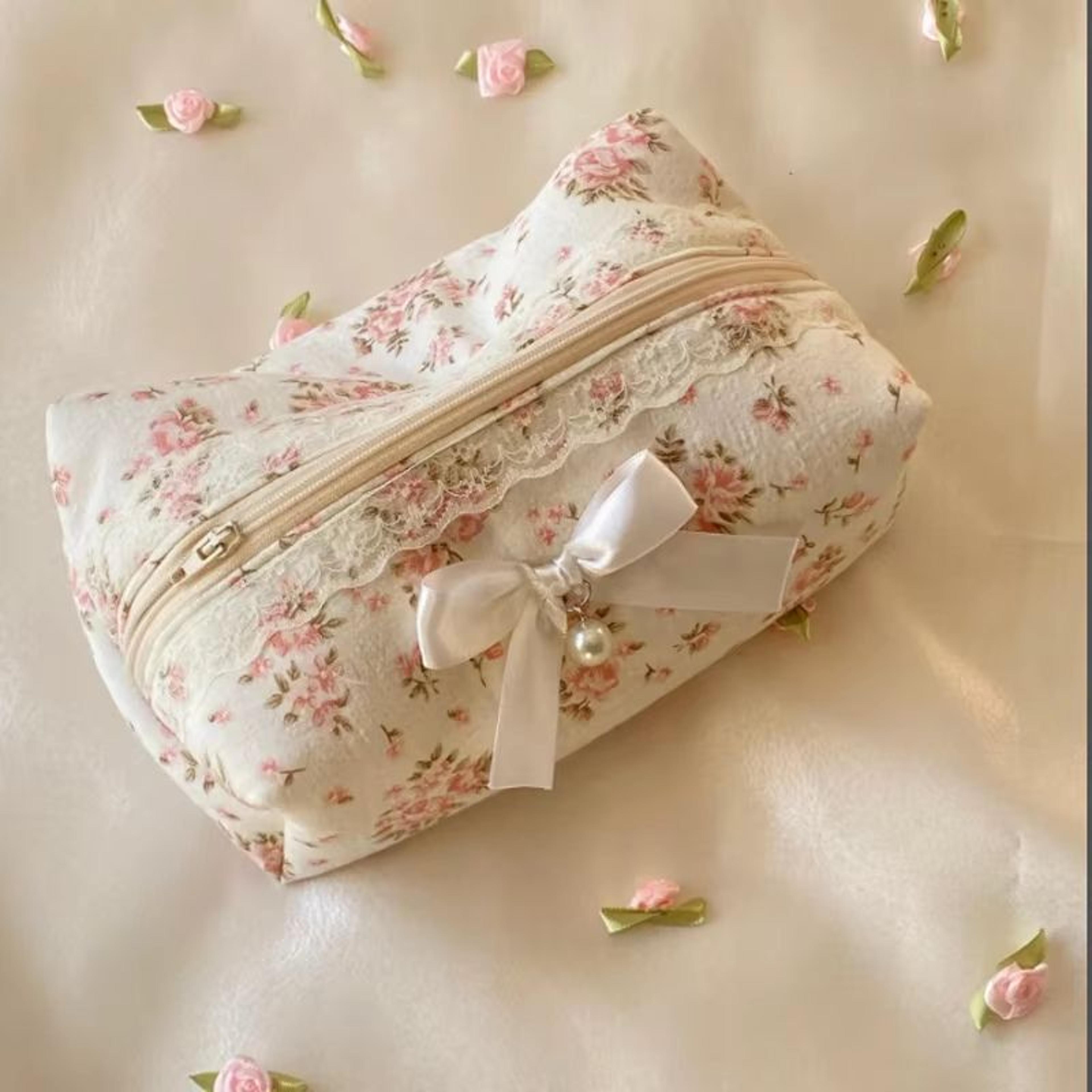 Sweet Women Lace Bow Cosmetic Bag  Large Capacity Makeup Organizer And Travel Toiletry Storage Bag  6