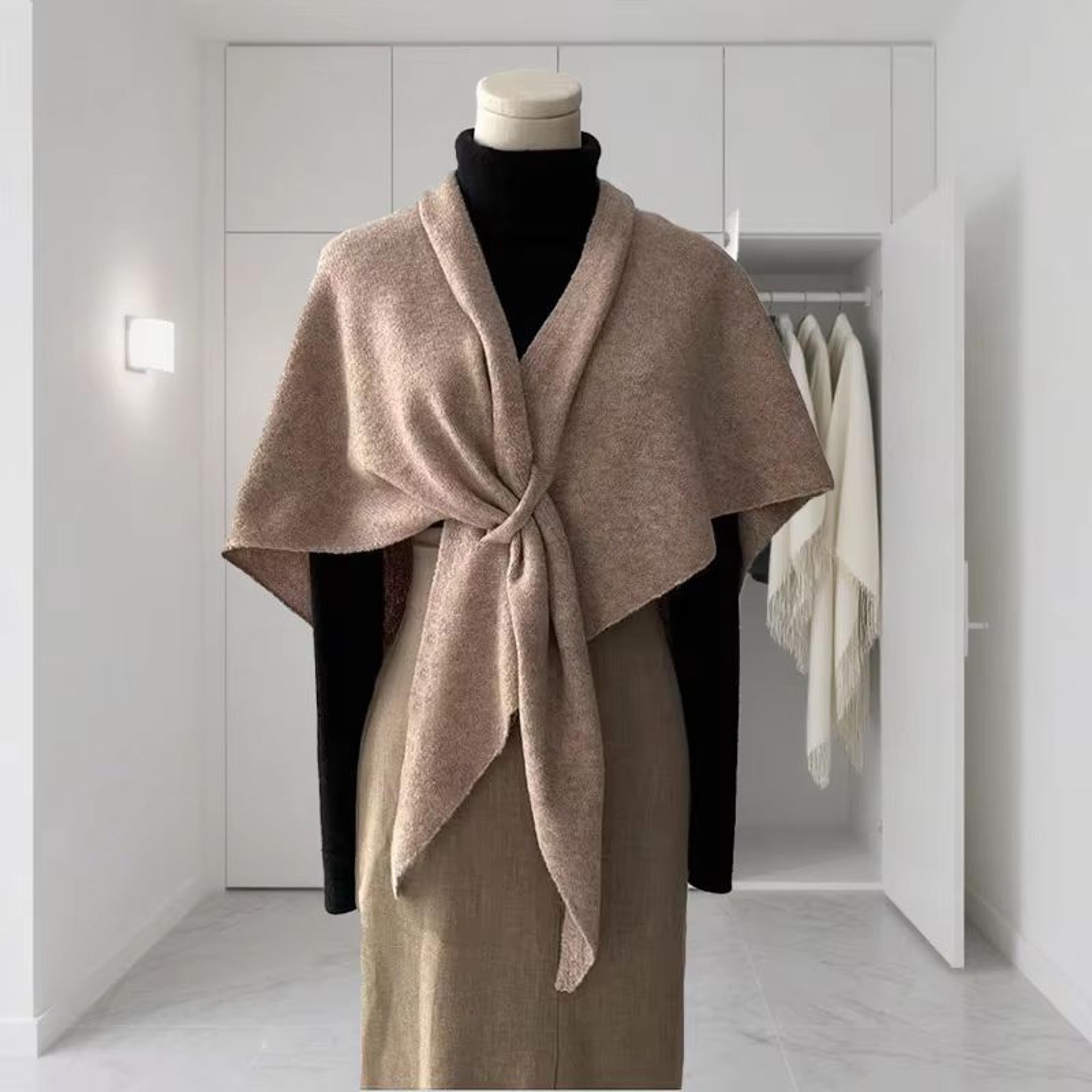 Womens Thickened Warm Neck Wrap  Autumn And Winter Triangular Knitted Shoulder Shawl 9