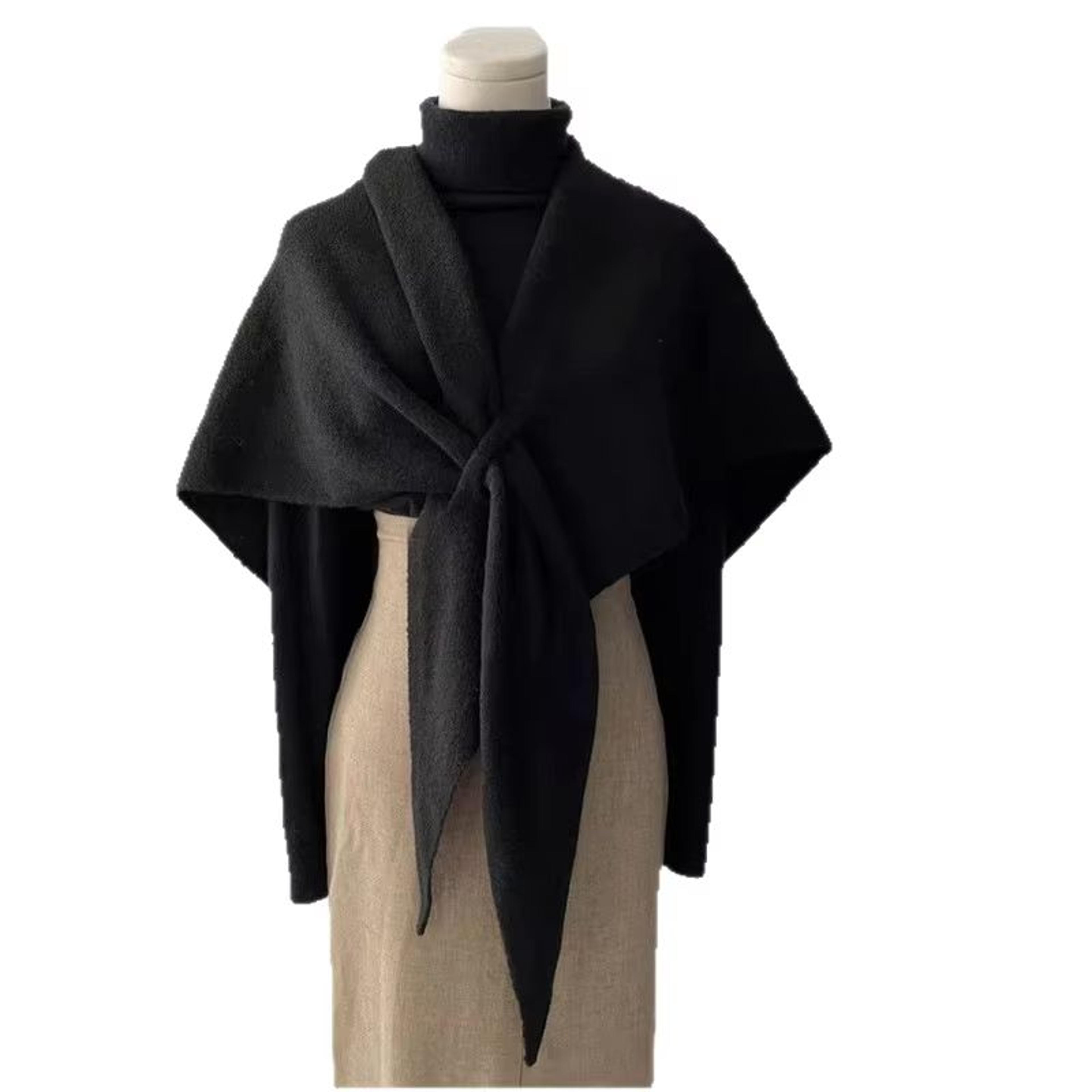 Womens Thickened Warm Neck Wrap  Autumn And Winter Triangular Knitted Shoulder Shawl 5