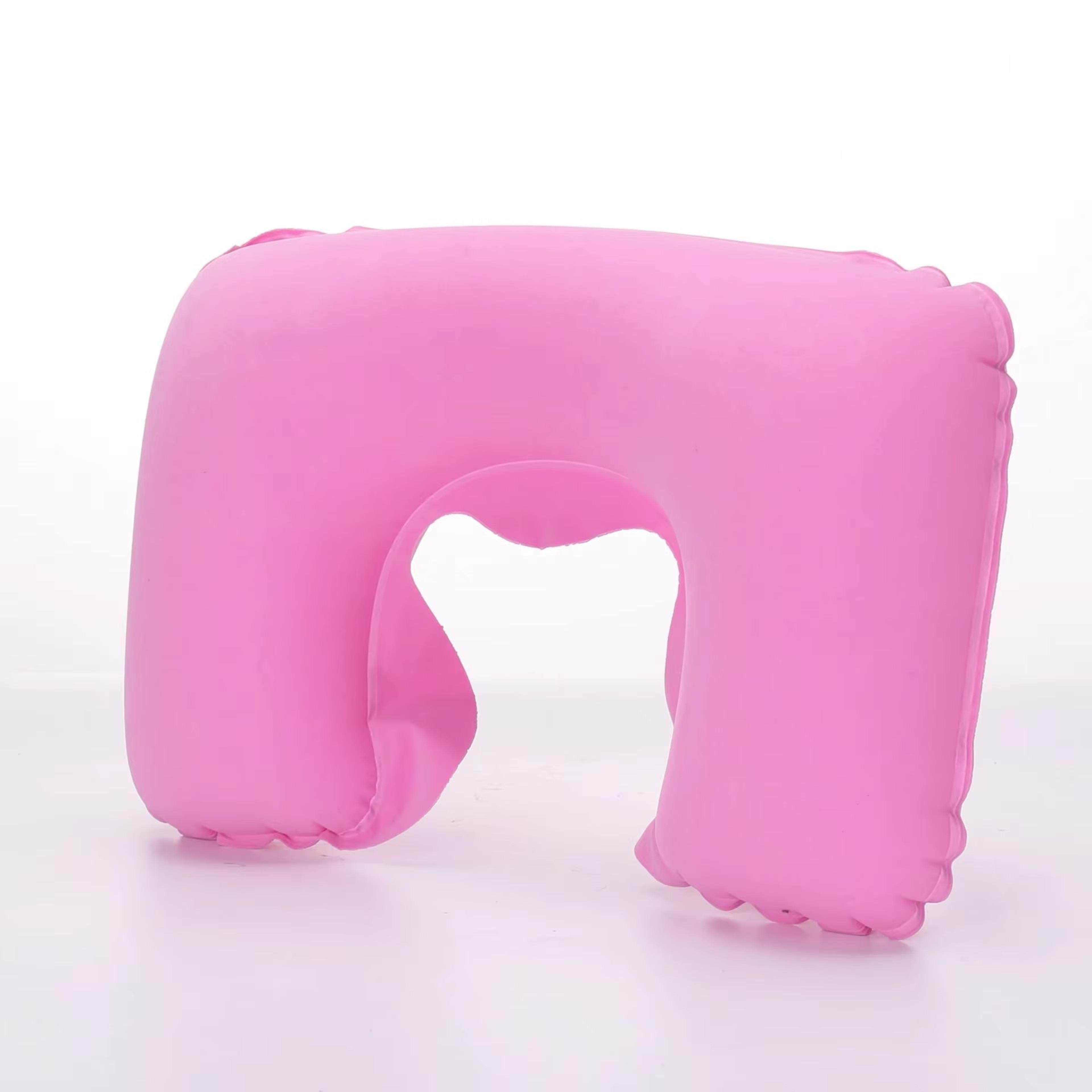 Inflatable Travel Neck Pillow With Soft Plush Cover For Car Flight And Office 13