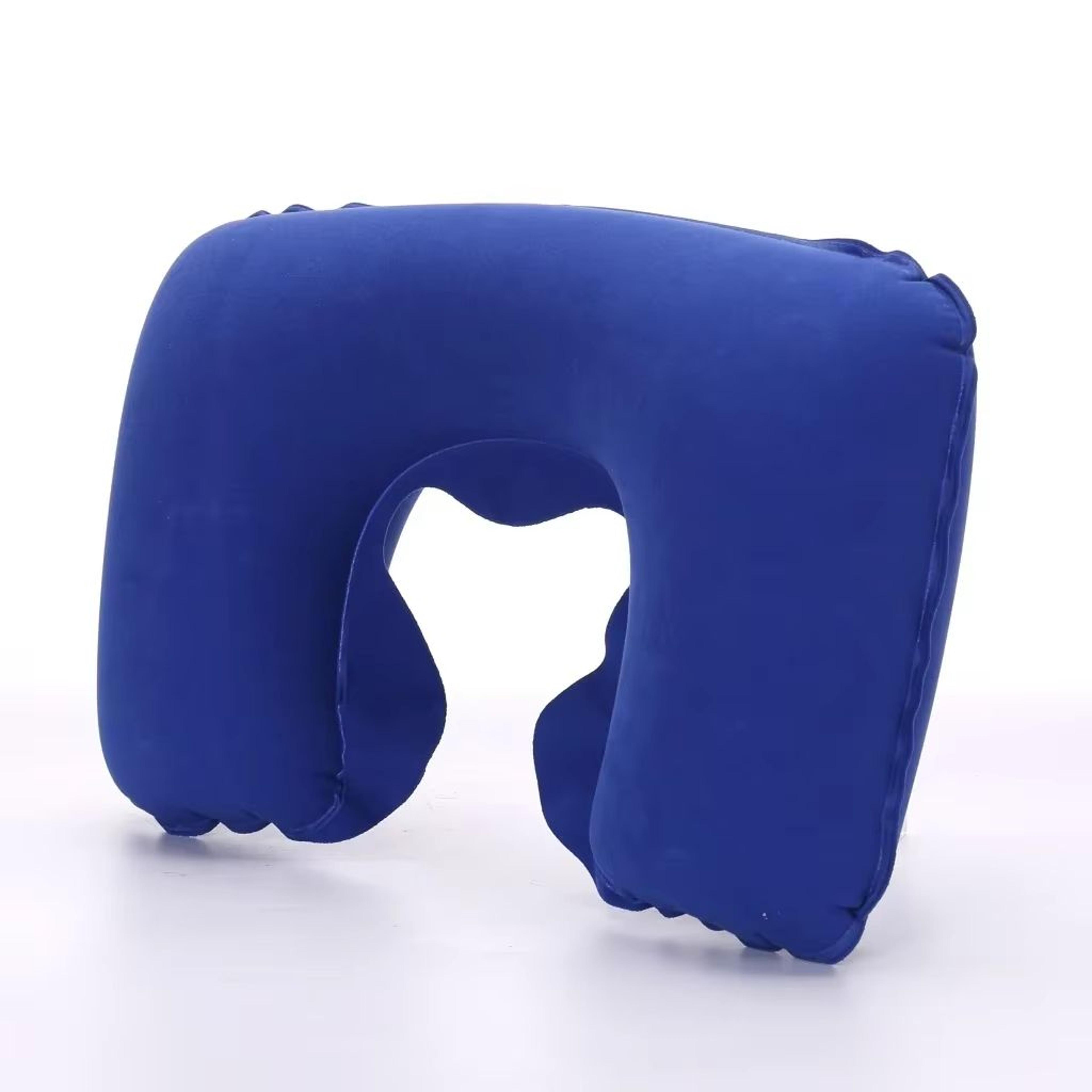 Inflatable Travel Neck Pillow With Soft Plush Cover For Car Flight And Office 16