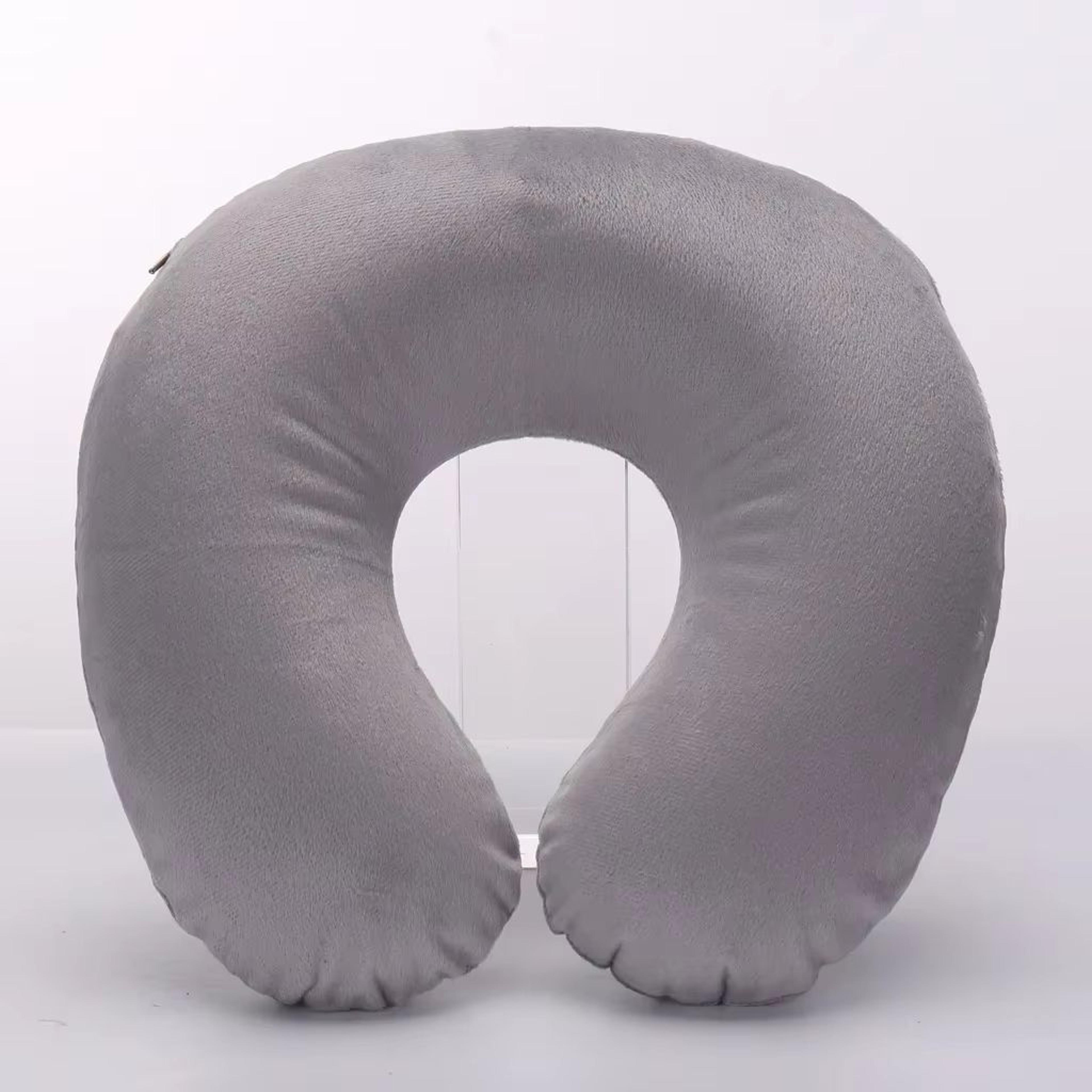 Inflatable Travel Neck Pillow With Soft Plush Cover For Car Flight And Office 19
