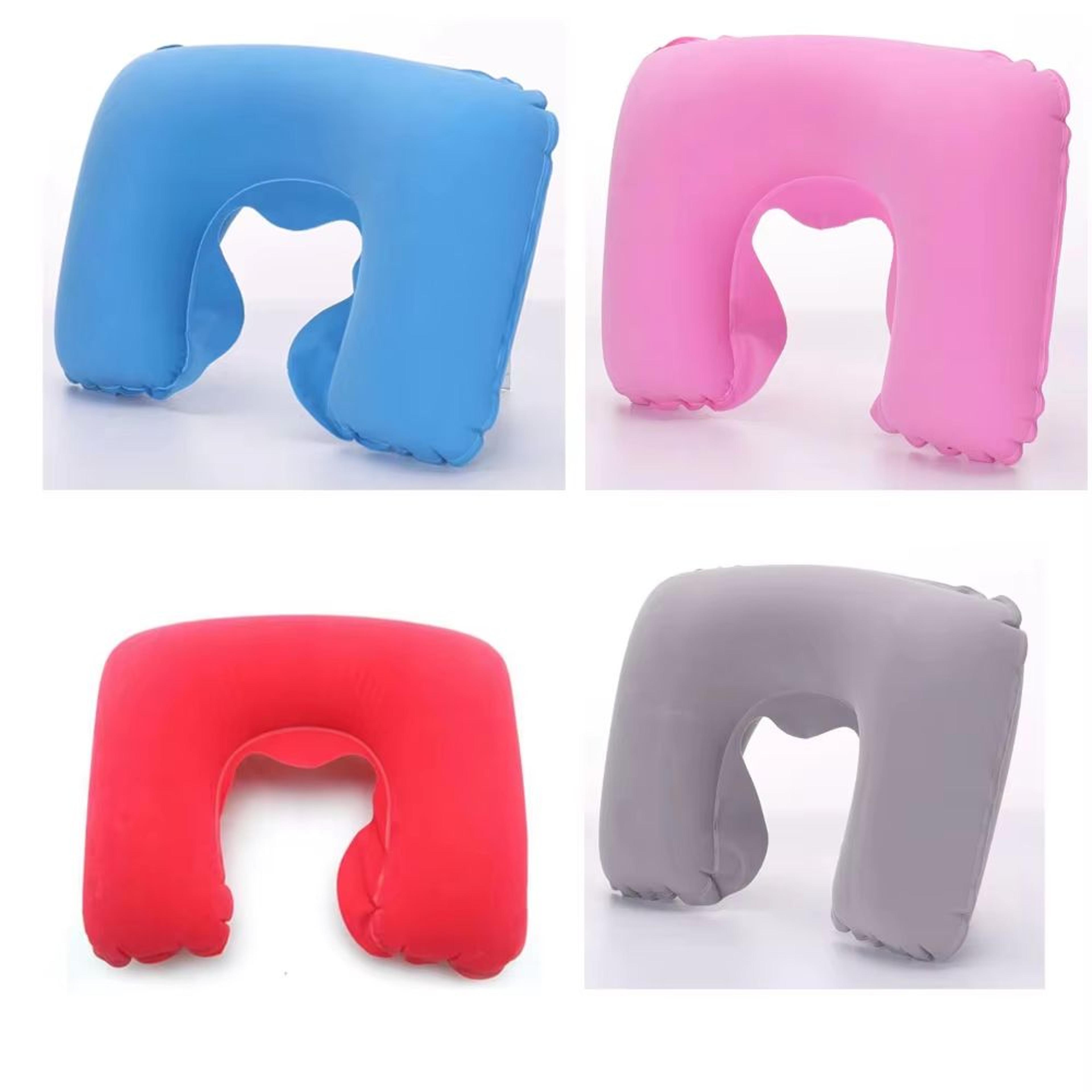 Inflatable Travel Neck Pillow With Soft Plush Cover For Car Flight And Office 6