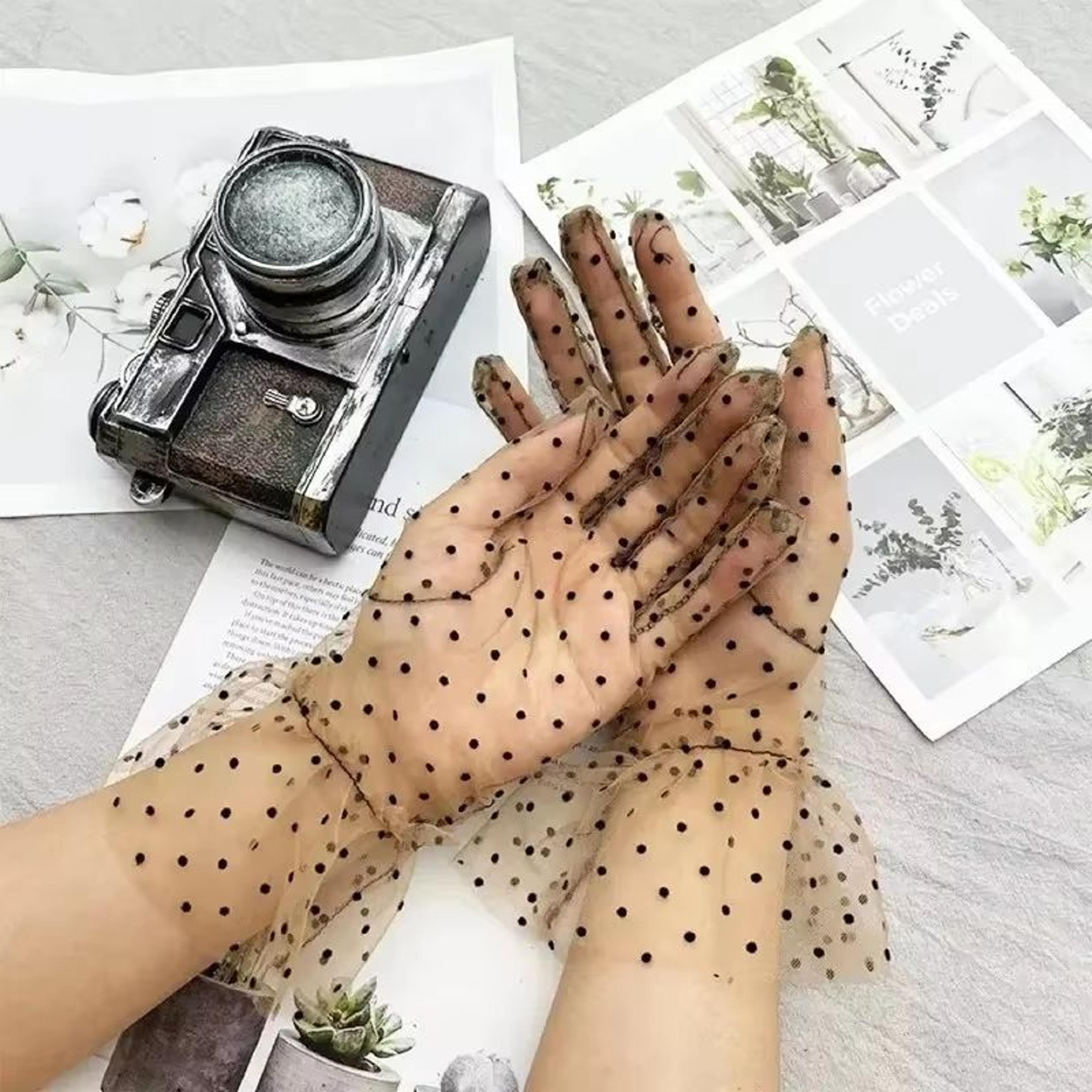 Sheer Mesh Dot Print Short Gloves For Party Dance And Club Wear 11