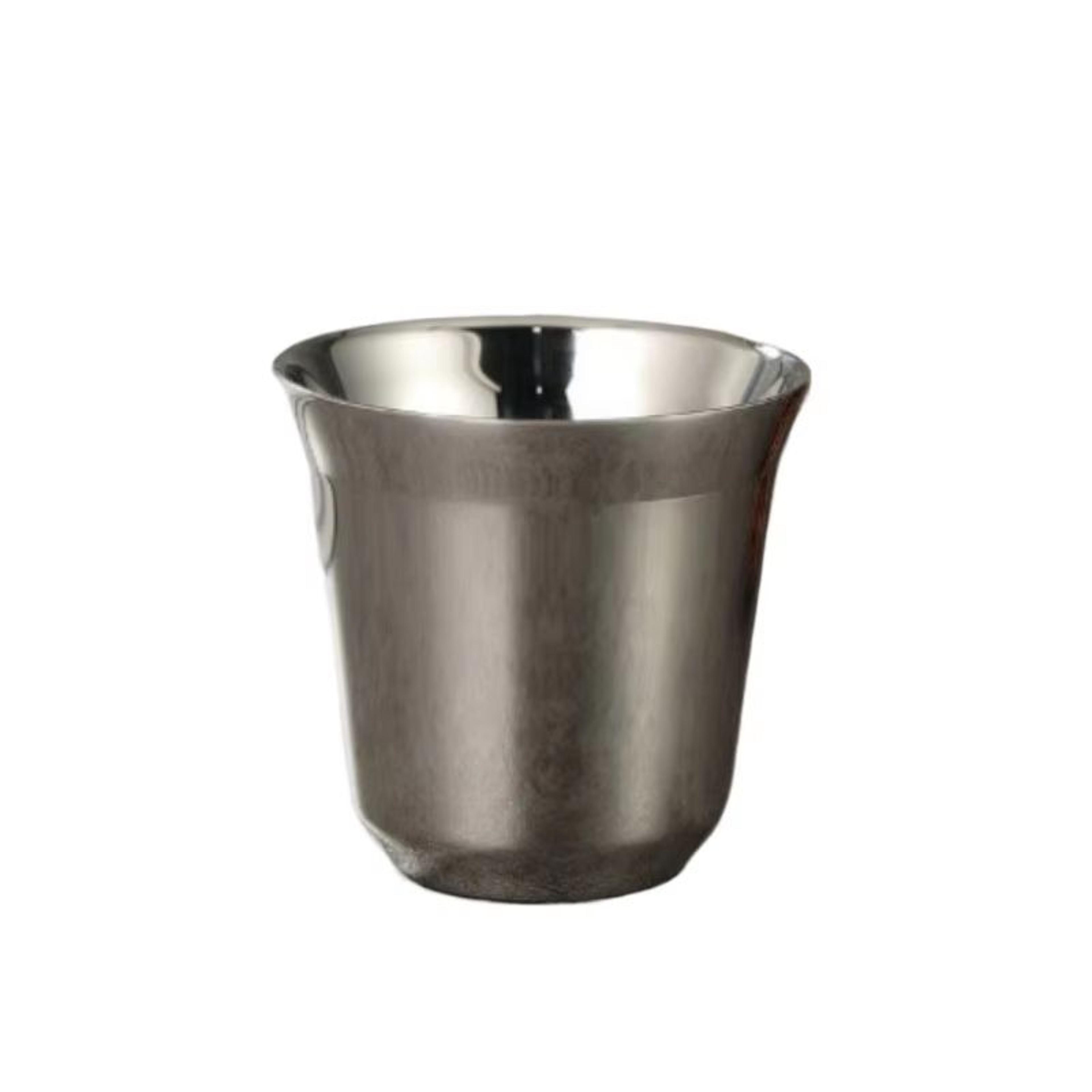 Stainless Steel DoubleLayer Flat Bottom Coffee Water Cup 80ml 271 Fl Oz 11
