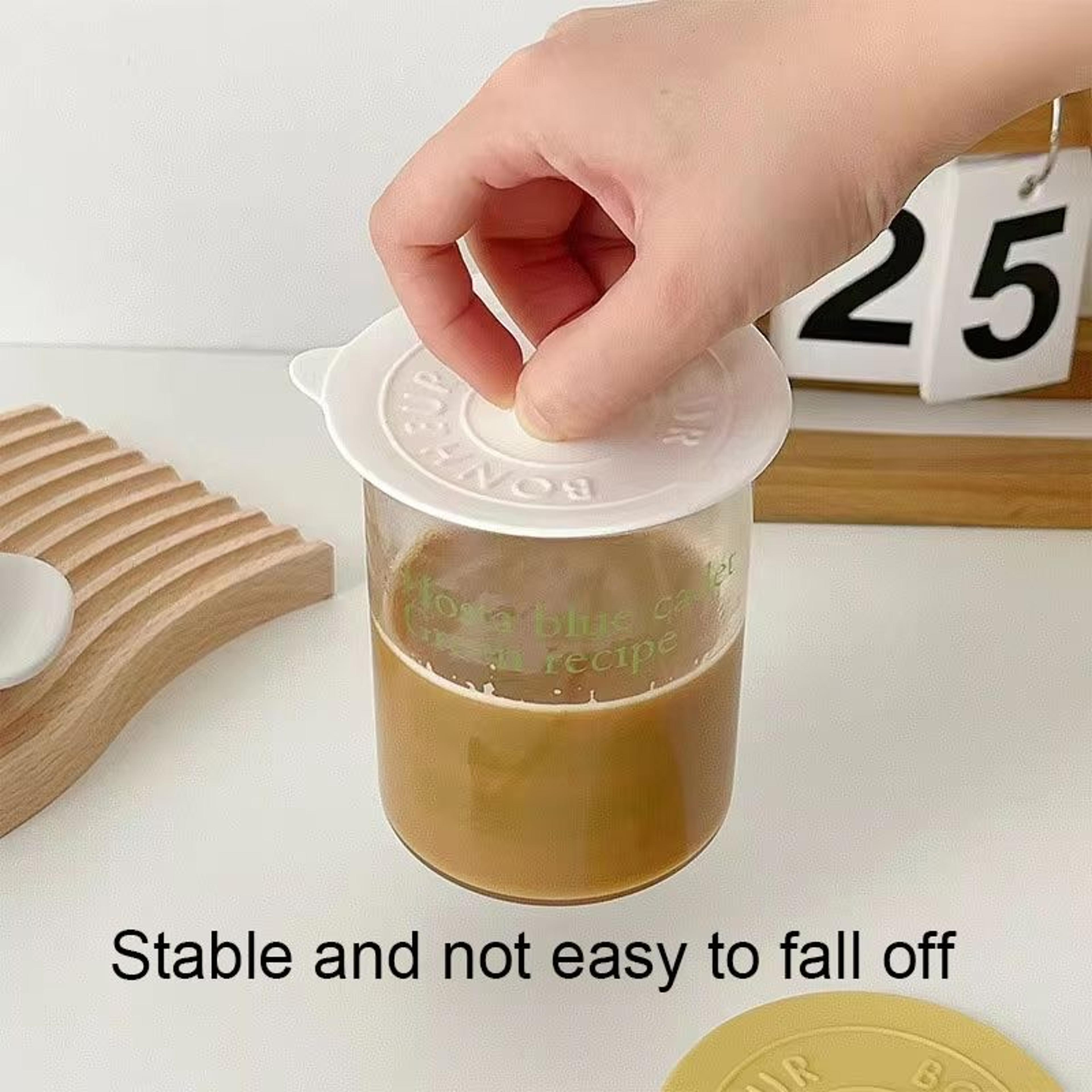 Simple Solid Color Silicone Rubber Water Cup Lid  Concave Embossed Letter Design Round DustProof Mu 3