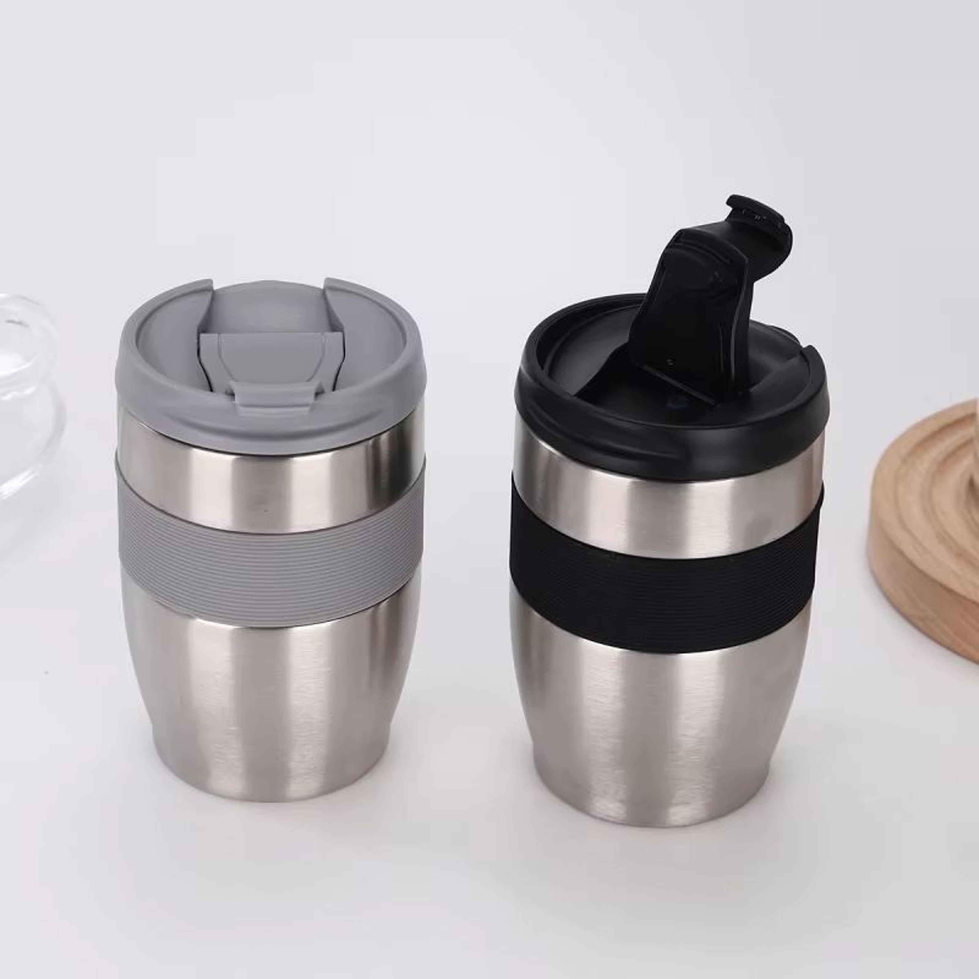 New DoubleLayer Vacuum Stainless Steel Thermos Cup  Direct Drinking Coffee Cup With Lid AntiScaldin 3