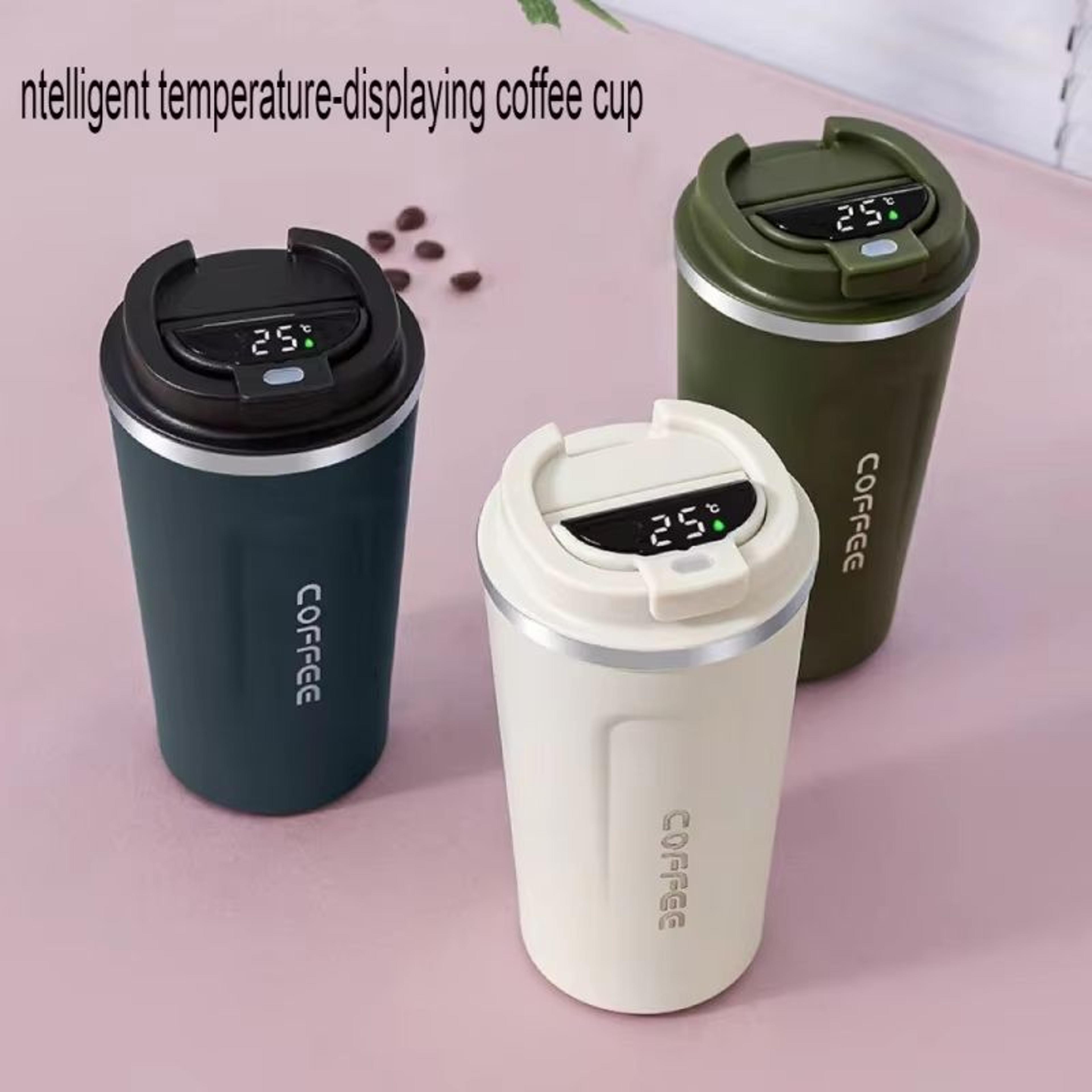 New Intelligent Temperature Measurement Stainless Steel Coffee Cup  Solid Color Gradual Change Ther 0