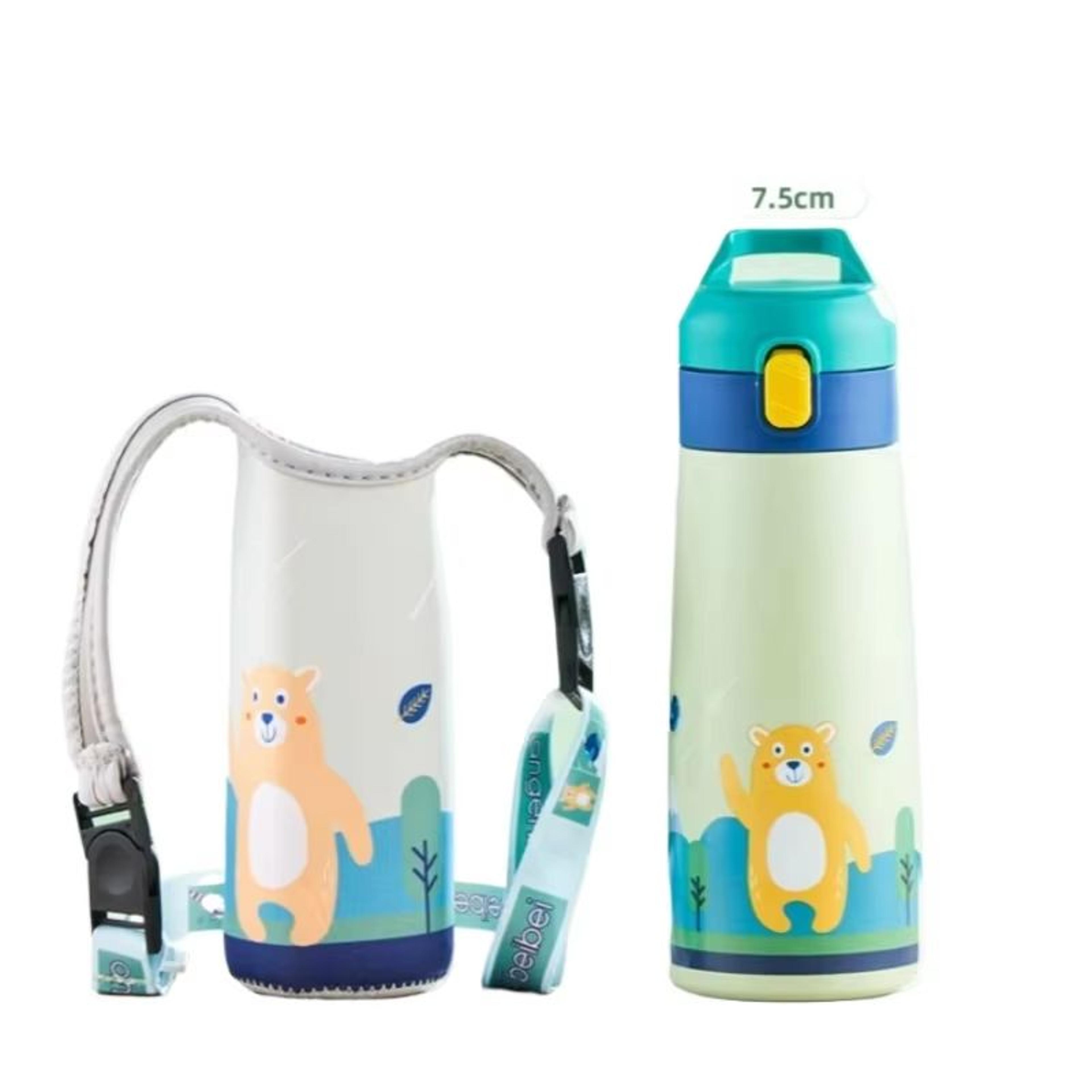 Childrens LargeCapacity Stainless Steel Thermos Cup With Straw  Cute Animal Print Water Bottle For  10