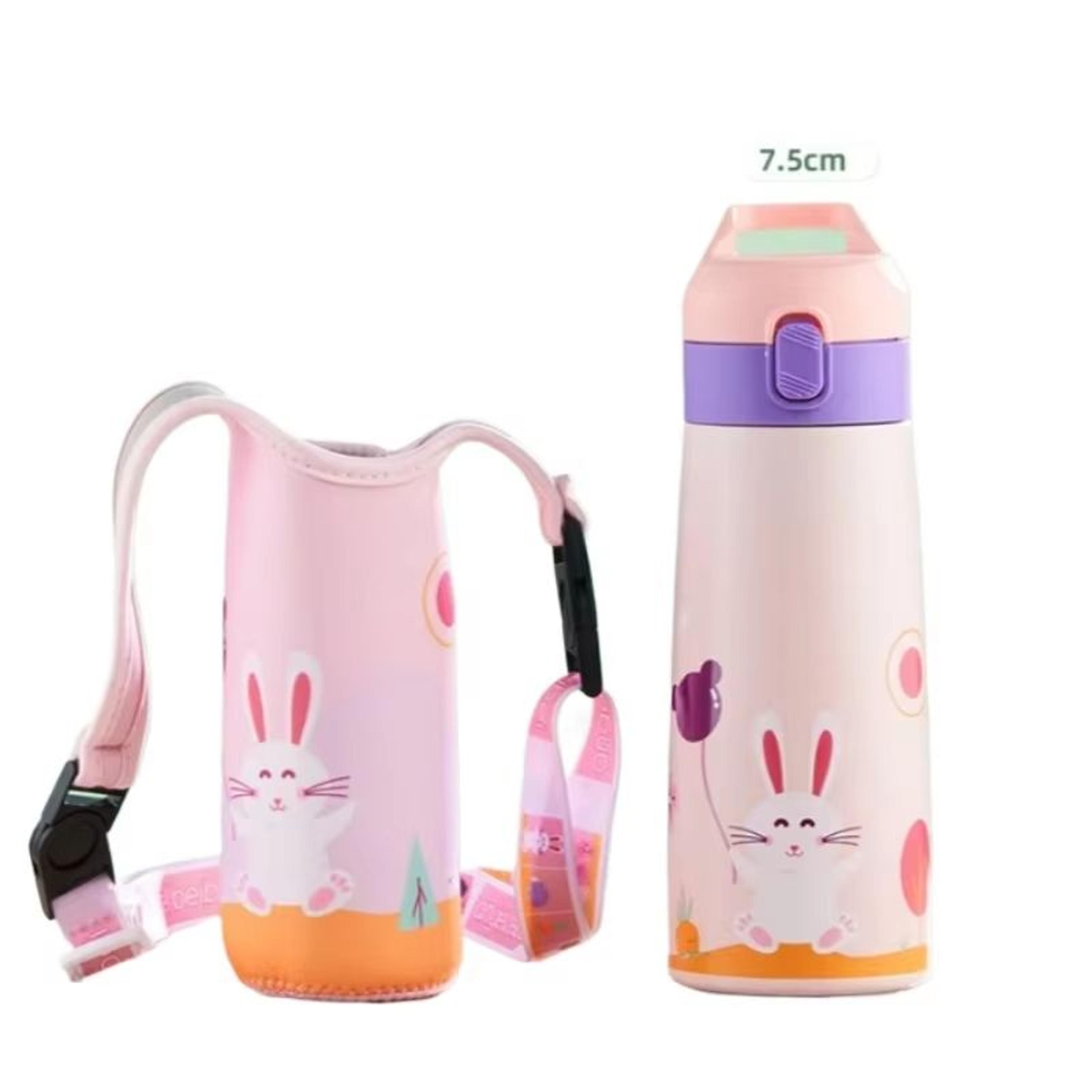 Childrens LargeCapacity Stainless Steel Thermos Cup With Straw  Cute Animal Print Water Bottle For  11