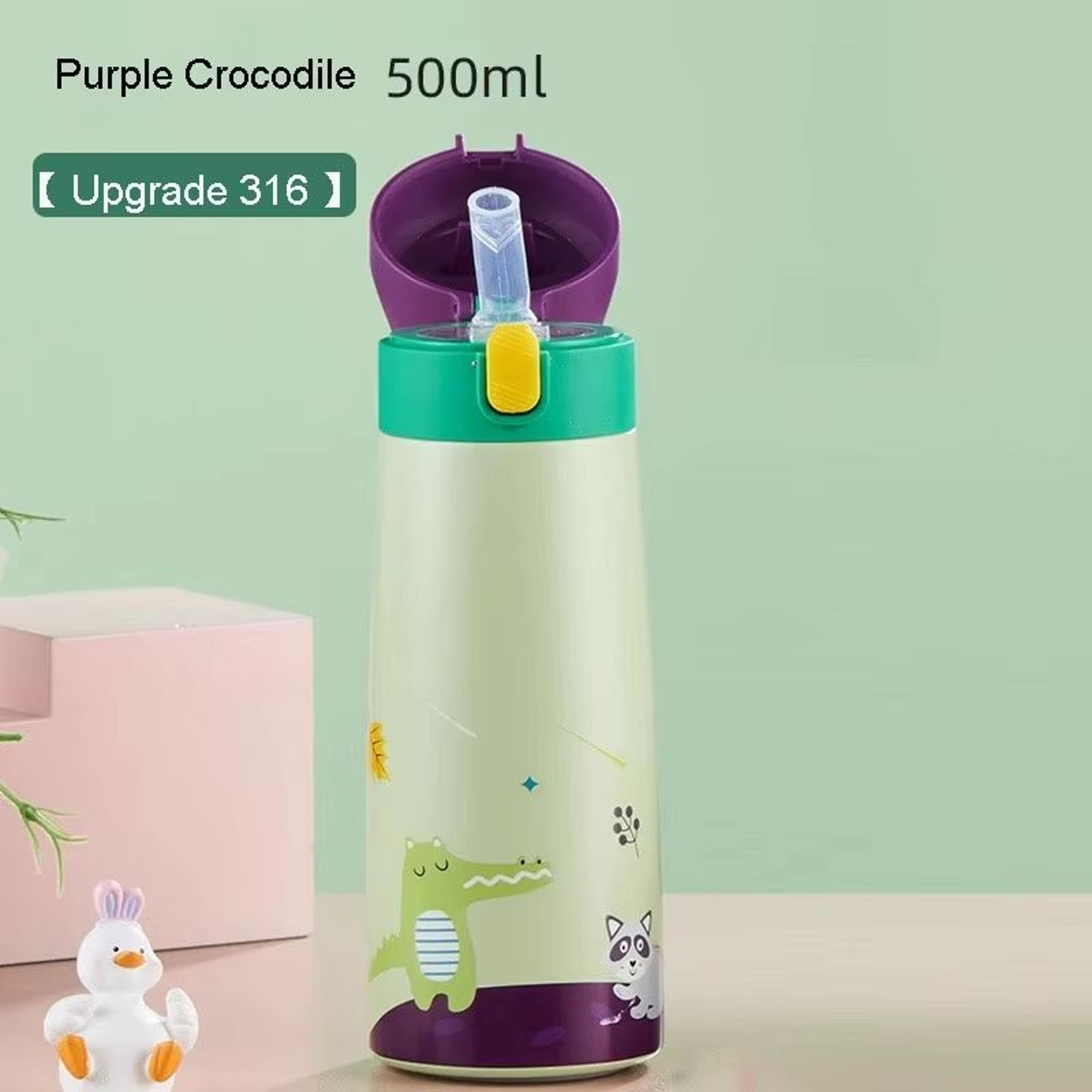 Childrens LargeCapacity Stainless Steel Thermos Cup With Straw  Cute Animal Print Water Bottle For  1