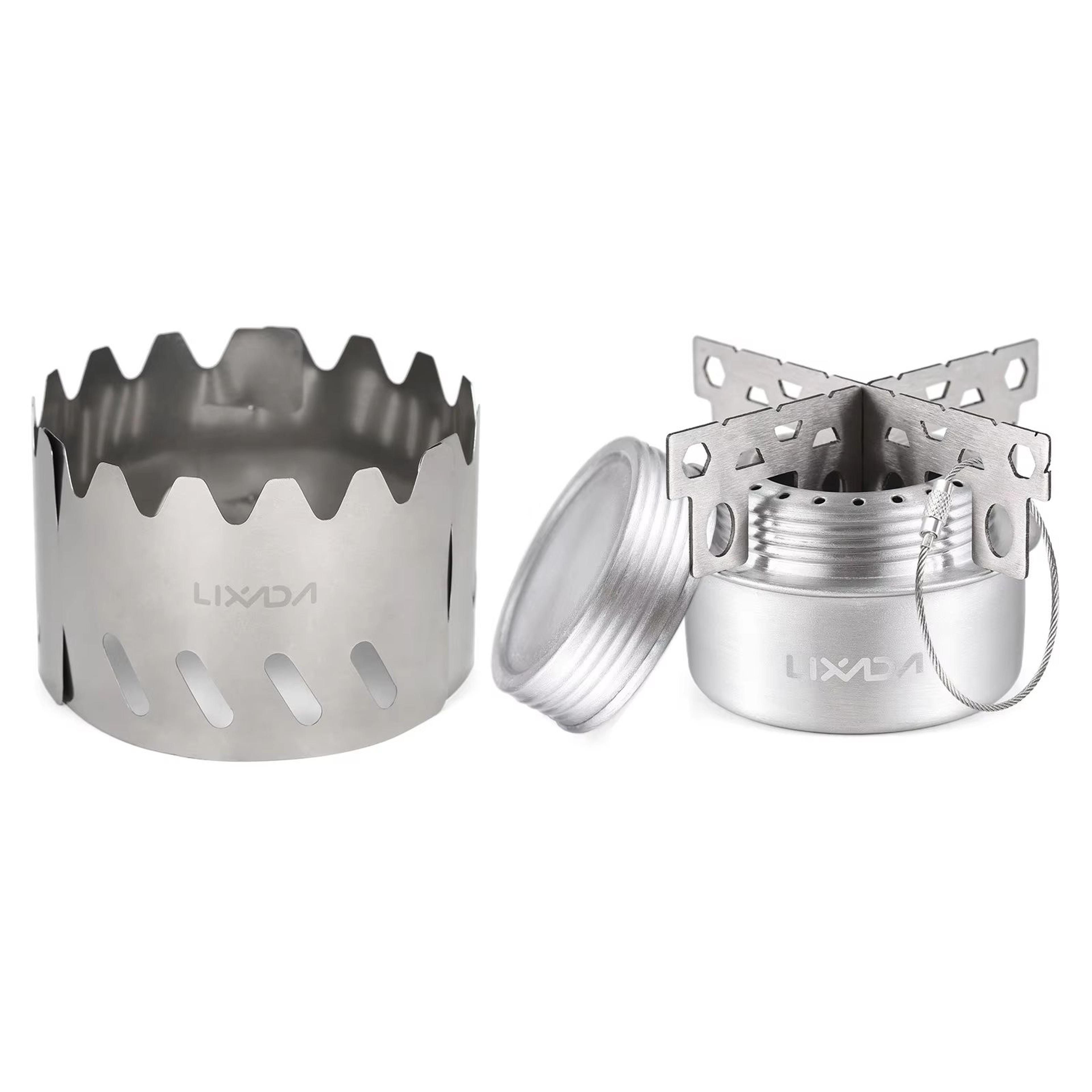Portable Mini Aluminum Alloy Alcohol Stove With Lid  Outdoor Camping Hiking  Backpacking Cooking St 8