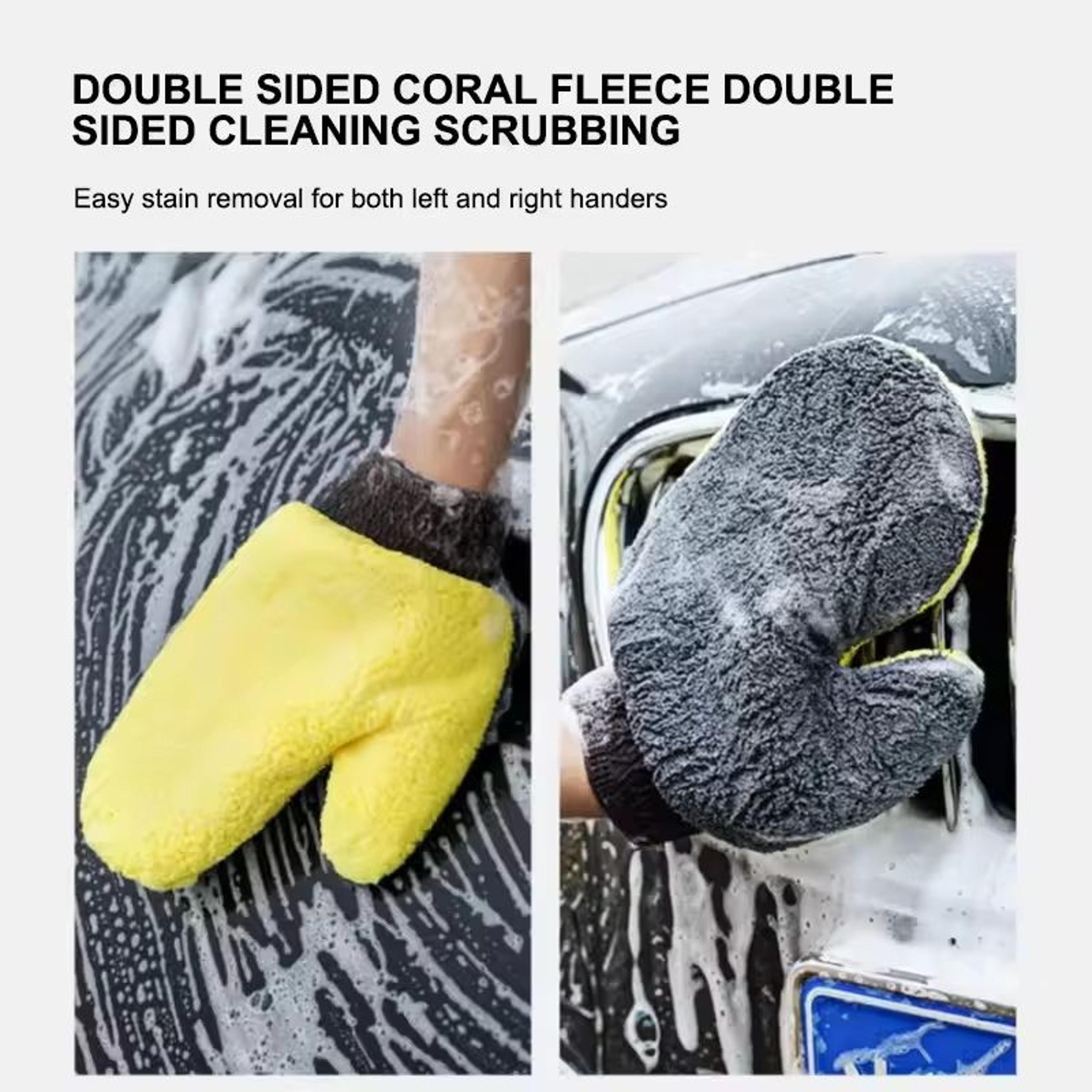 DoubleFaced Coral Fleece Car Wash Glove  Auto Cleaning Mitt For Paint Window And Glass Care 4