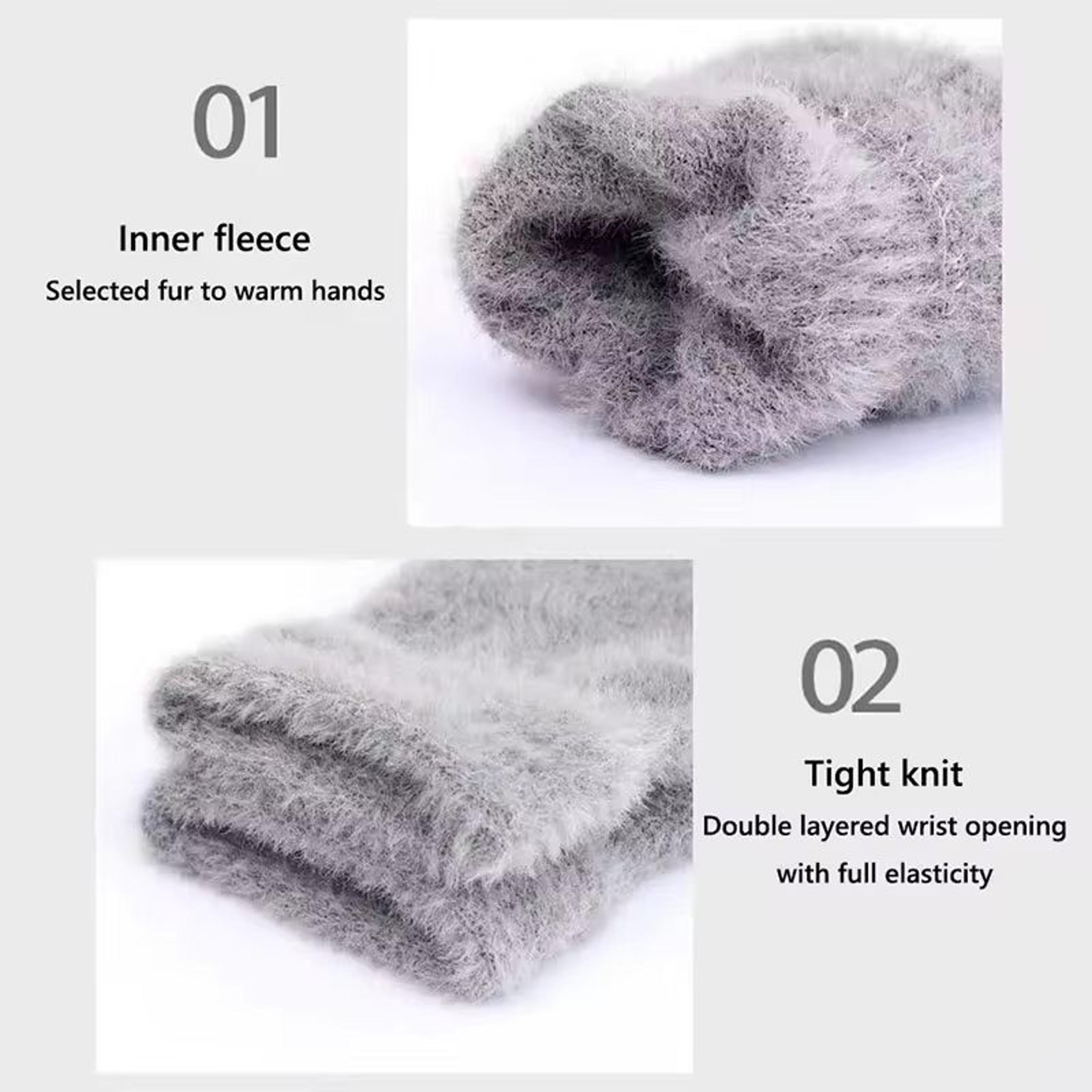 Winter Warmth Fingerless Mink Fur Knitted Gloves  TouchScreen Outdoors Warmth ColdProof Mittens For 2