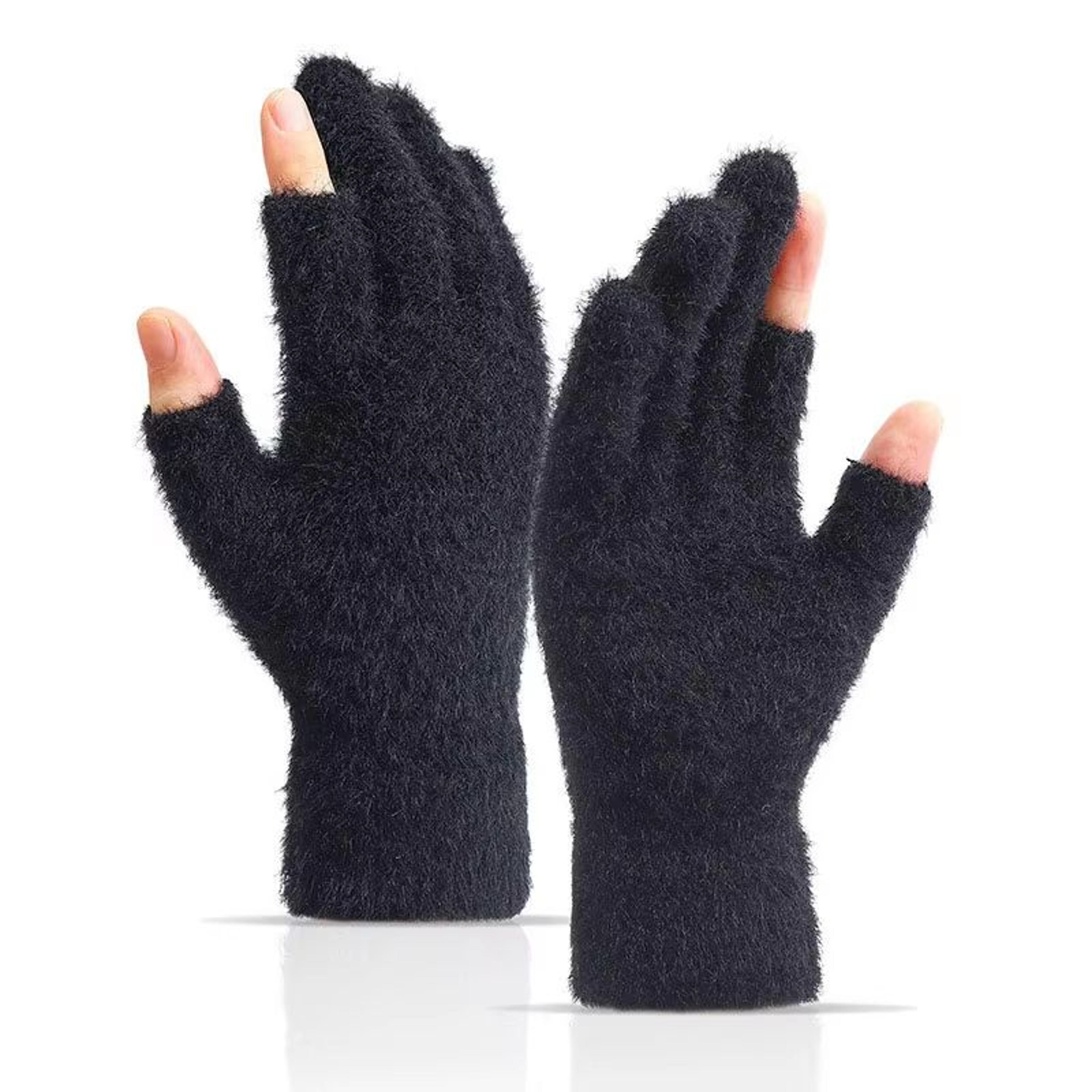 Winter Warmth Fingerless Mink Fur Knitted Gloves  TouchScreen Outdoors Warmth ColdProof Mittens For 6