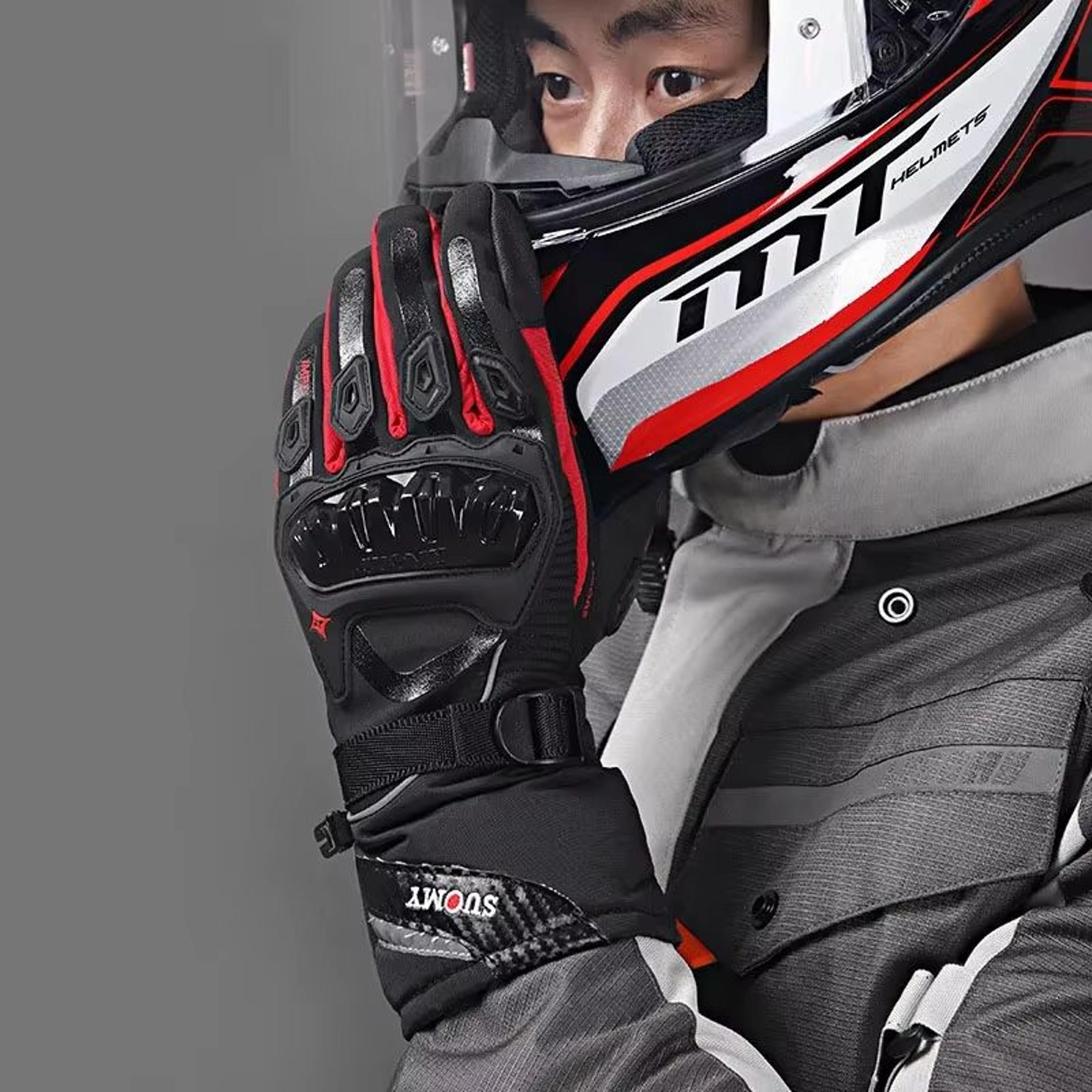 Windproof Leather Motorcycle Gloves  Touch Screen Compatible Motocross  Motorbike Riding Gloves For 5