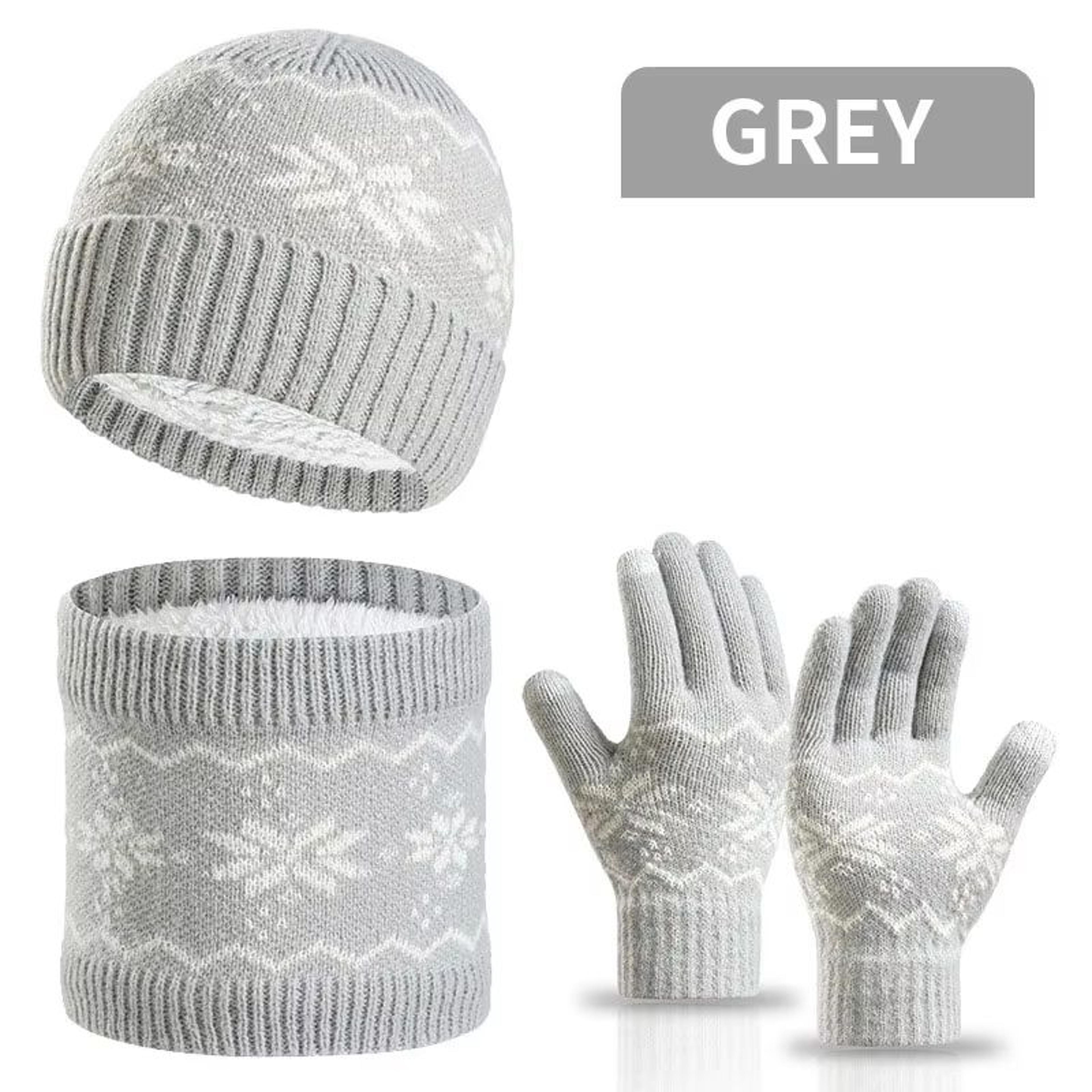 3Piece Winter Beanie Gloves  Snood Scarf Set  Thickened FleeceLined Hat And Neck Warmer Set For Men 8