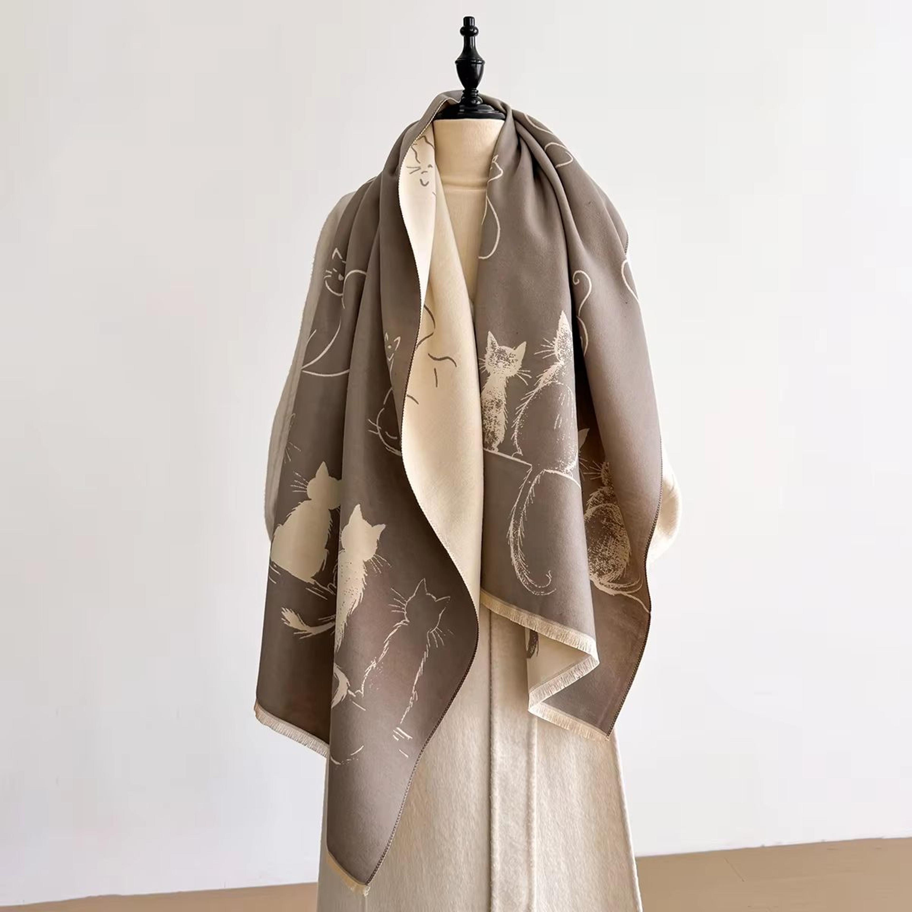 Luxury Winter Cashmere Cat Print Scarf For Women  Warm Pashmina Shawl Wrap Thick Foulard Bufanda 9
