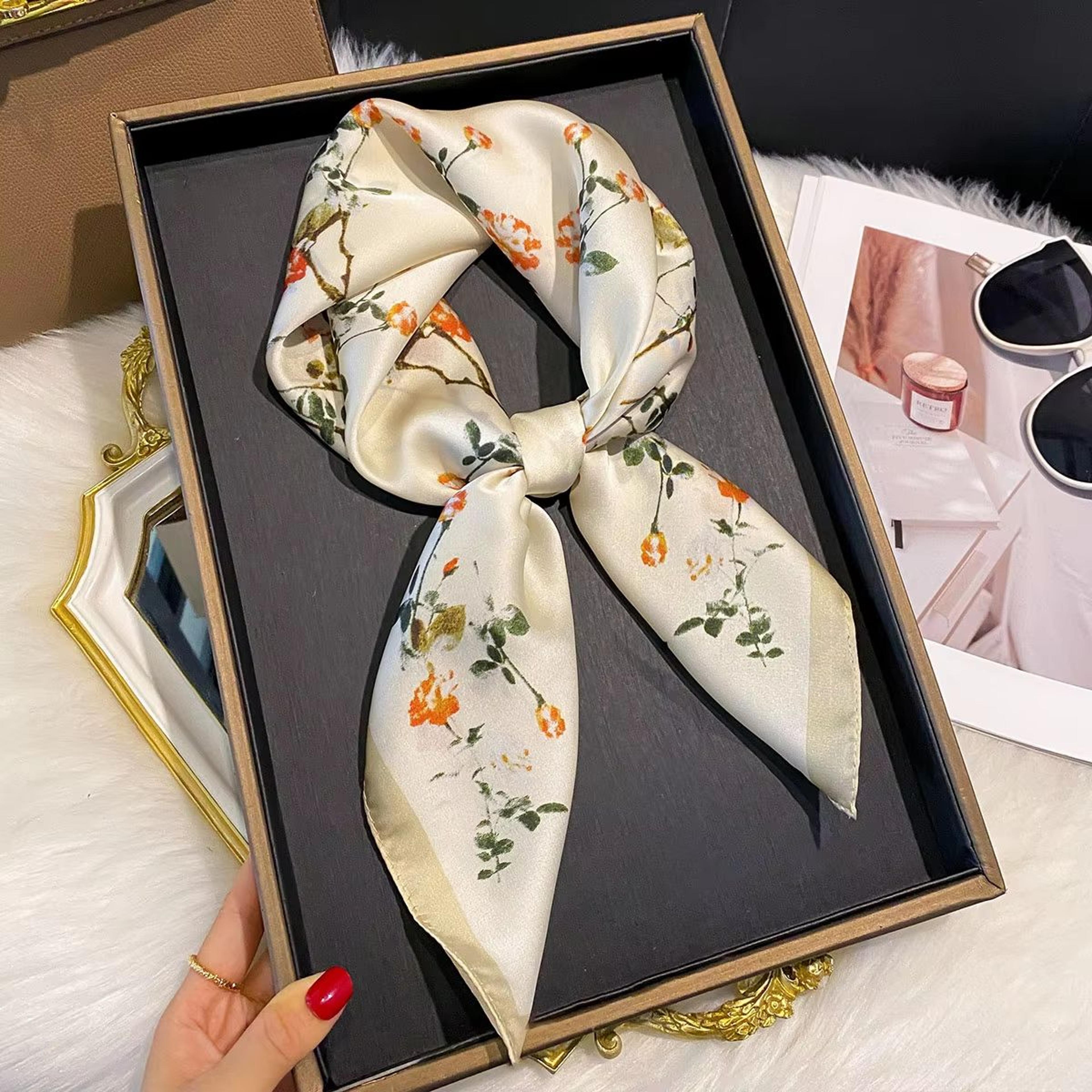 Womens Silk Paisley Print Square Scarf  2756x2756in Luxury Fashion Shawl Decorative Neck  Headband  5