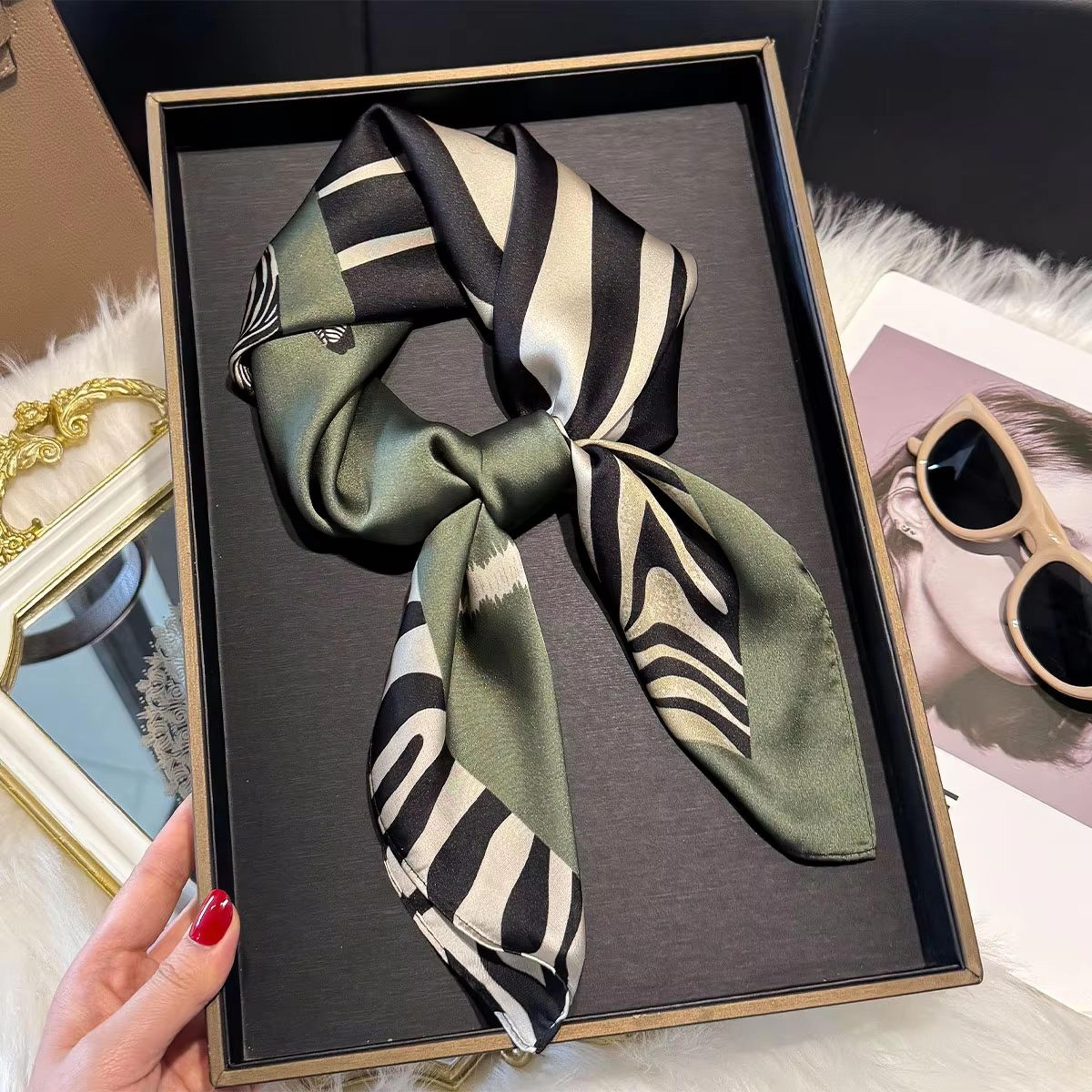 Luxury Leopard Print Satin Square Scarf For Women  2756x2756in Soft Hairband Neckerchief  Headband  4