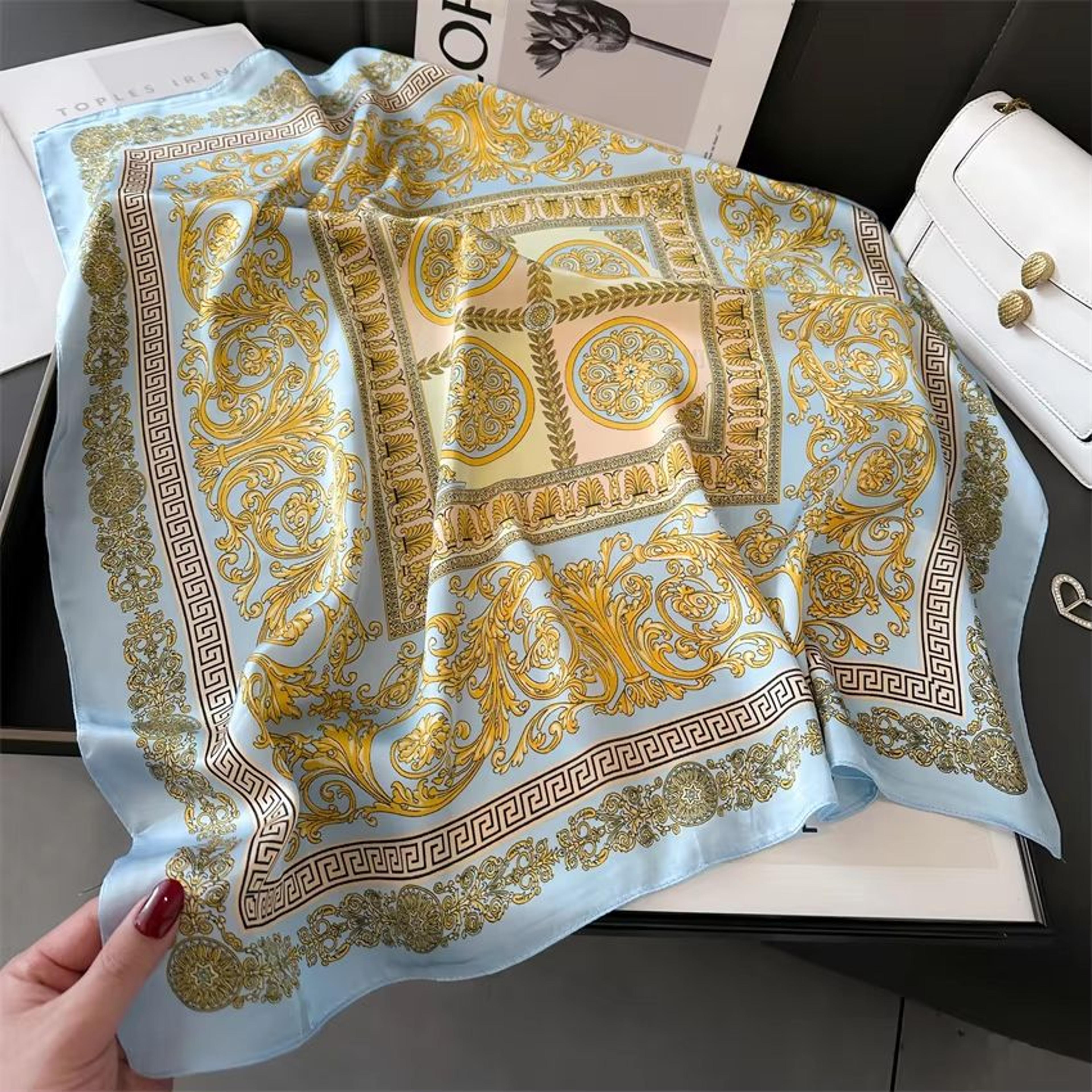 Four Seasons Fashion Print Silk Square Scarf  2756x2756in Luxury Sunscreen Shawl Headband  Bandanna 1