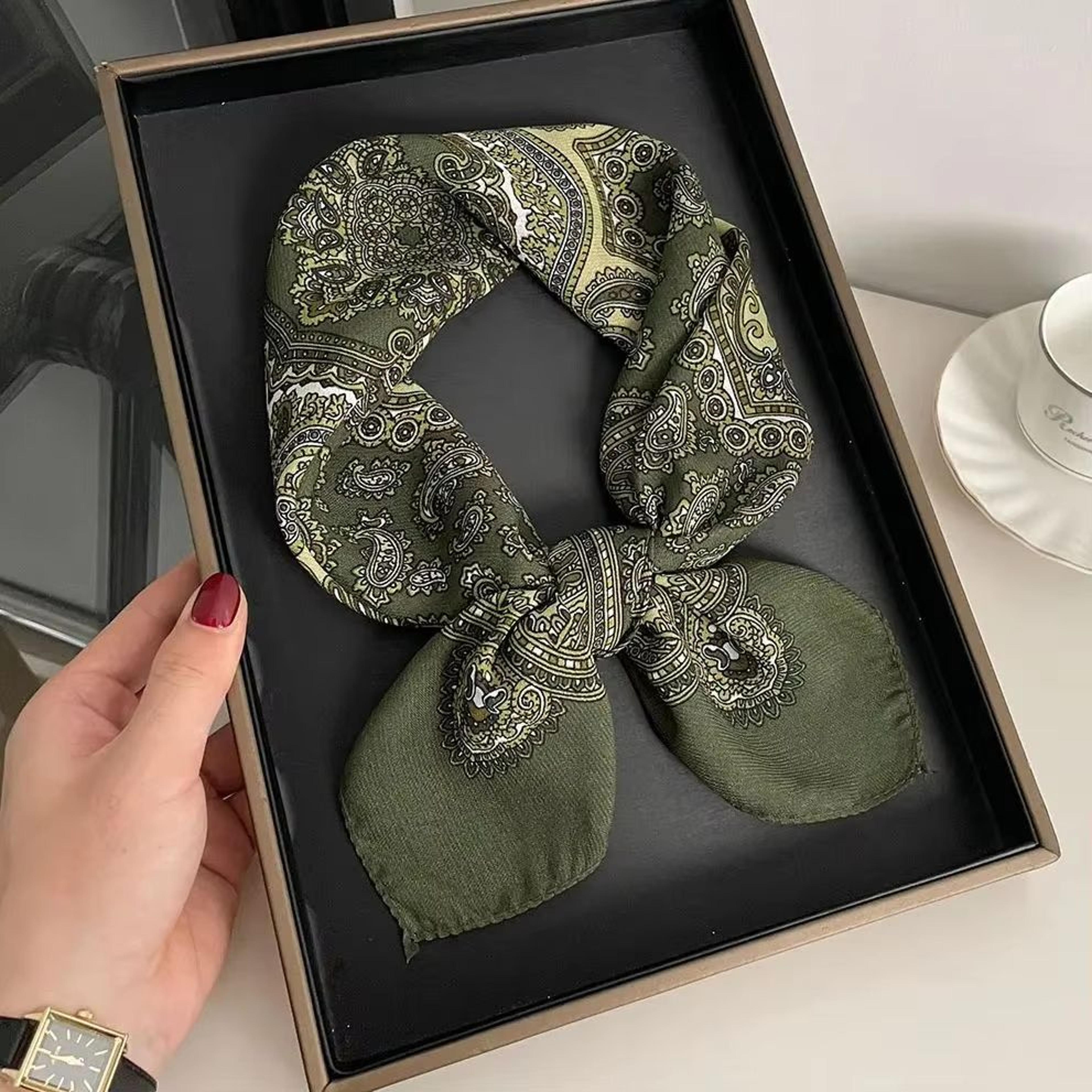 Womens Paisley Print Cotton Texture Square Scarf  2756x2756in Decorative Shawl Headband  Luxury Nec 1