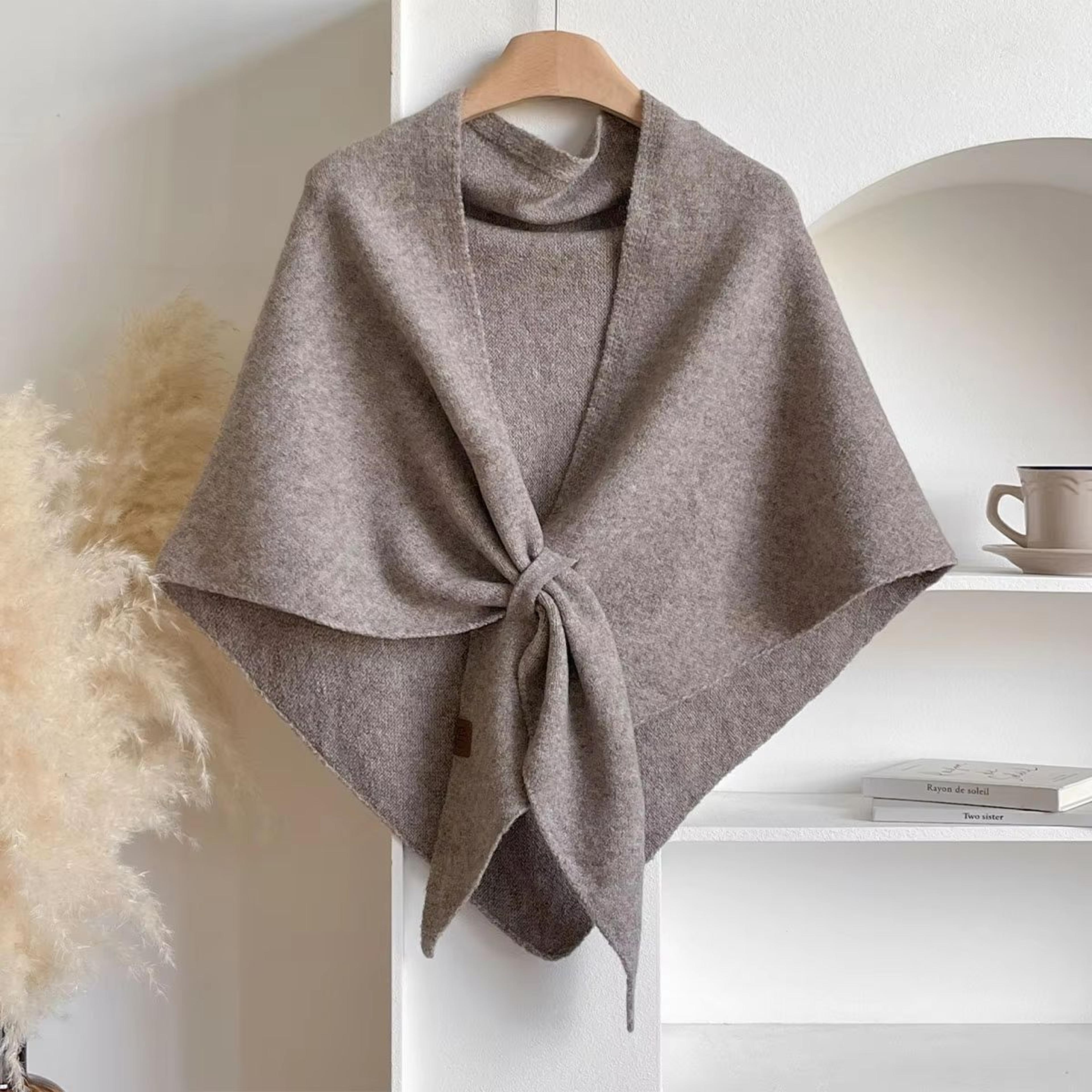 KoreanStyle Wool Blend Triangular Shawl For Women  Autumn  Winter Thick Warm Neck Wrap 10