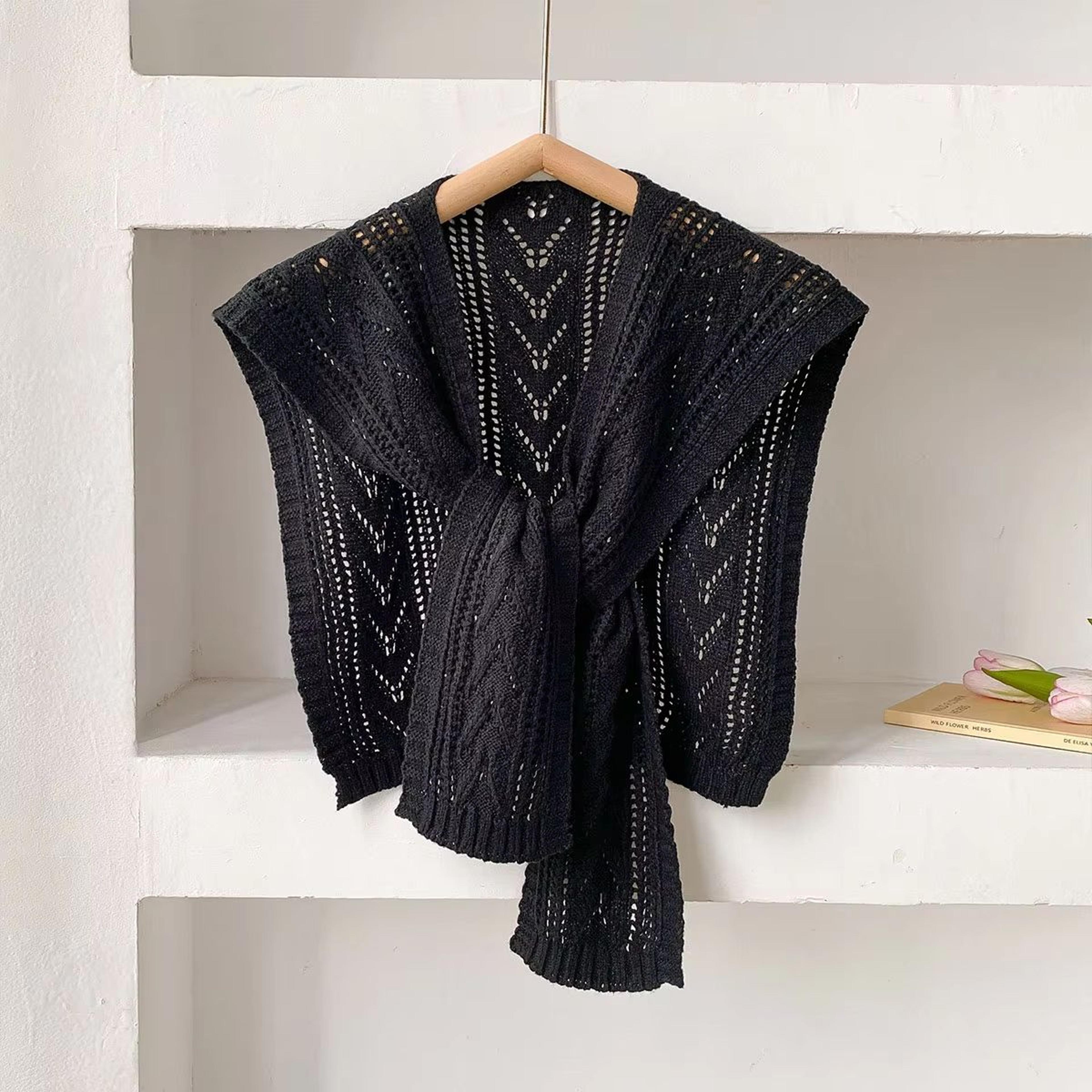 Women Lightweight Knit Neck Cape Solid Color Summer Shawl For Office Air Conditioning 1