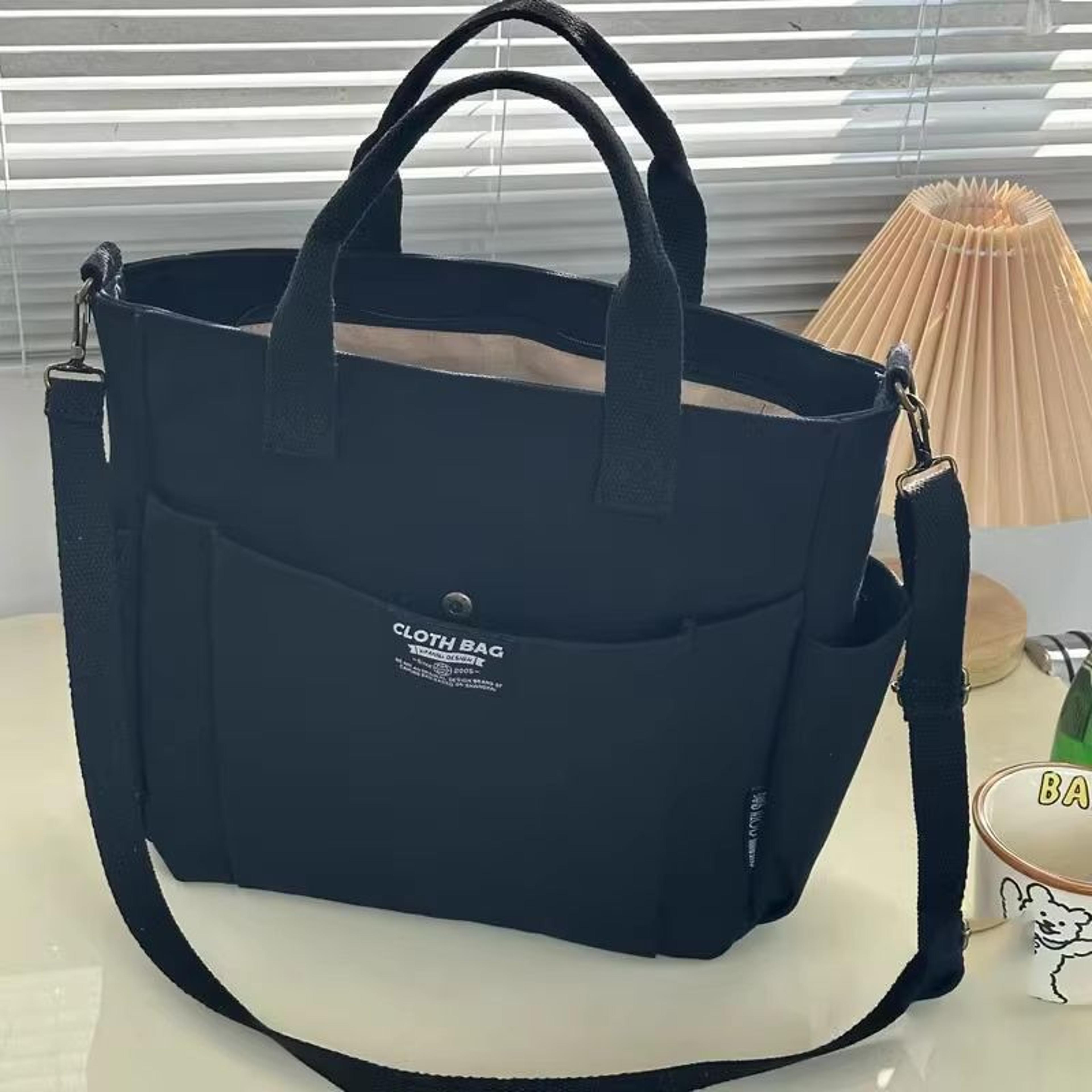 Urban Minimalist Large Capacity Canvas Crossbody Tote Bag For Women Commuting And Student Use 8