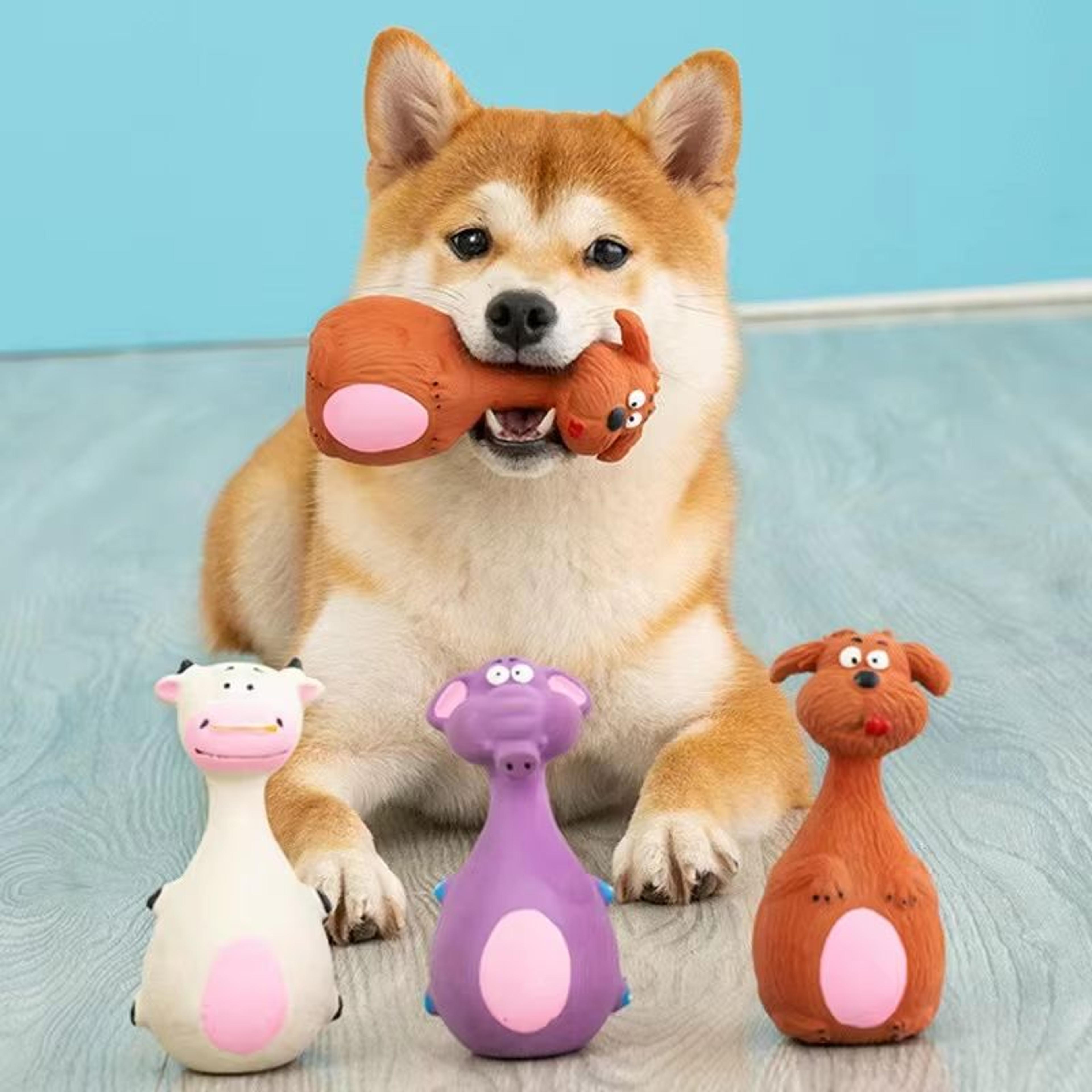 Durable Squeaky Dog Toy Rubber Chew Animal Toy For Small  Large Dogs 1