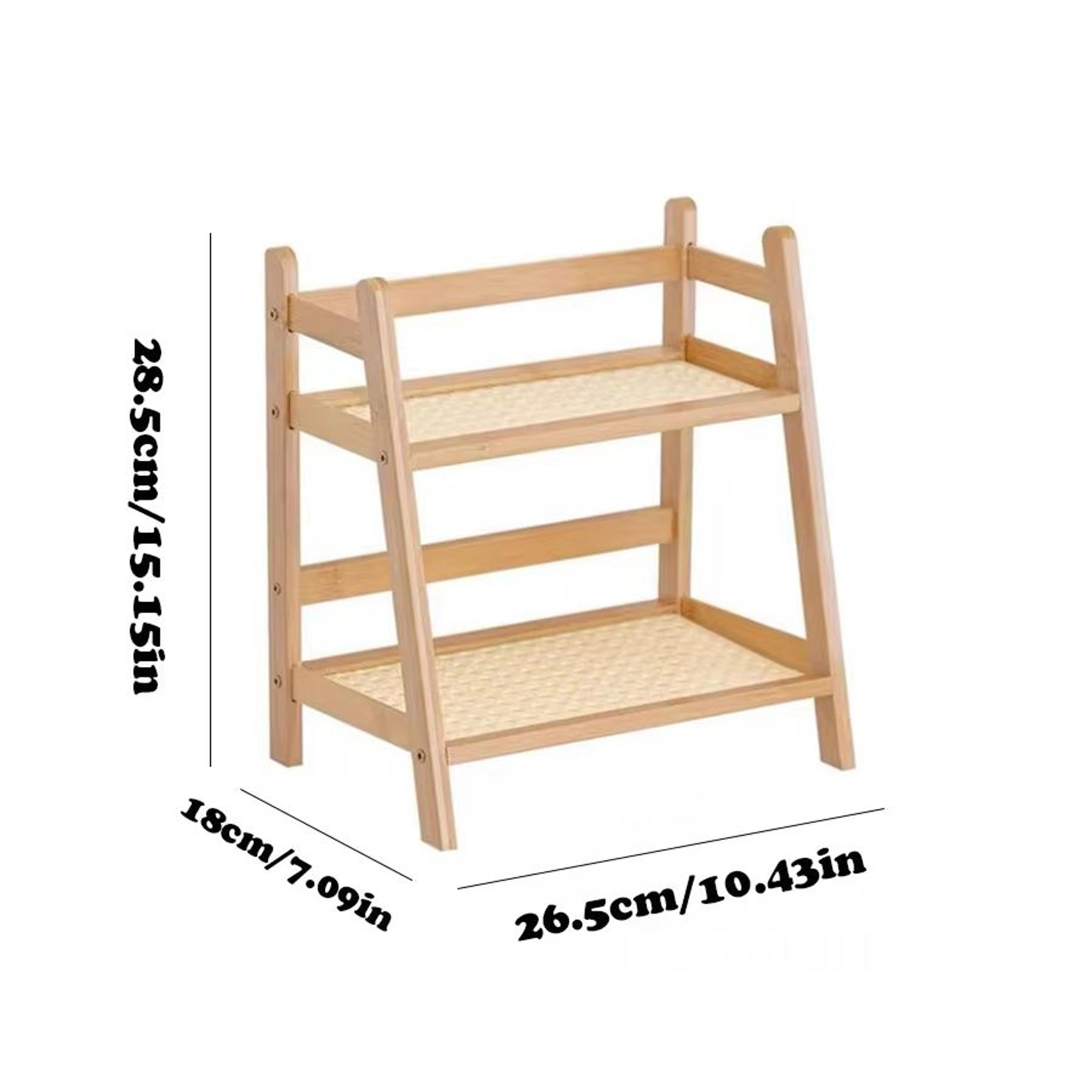 2Layer Bamboo Countertop Organizer Shelf Multipurpose Coffee Cup  Storage Holder 5