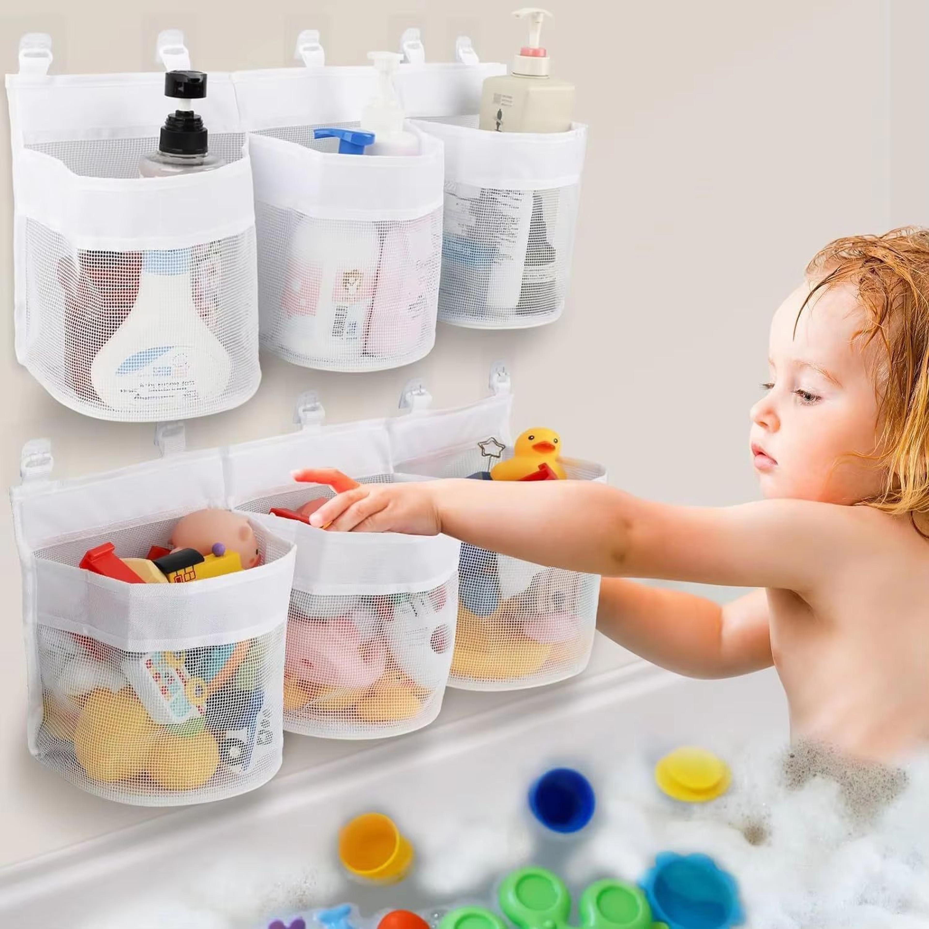 Kids Bathroom Toy Storage Bag  MultiCompartment Wall Organizer With Drainage Mesh 0