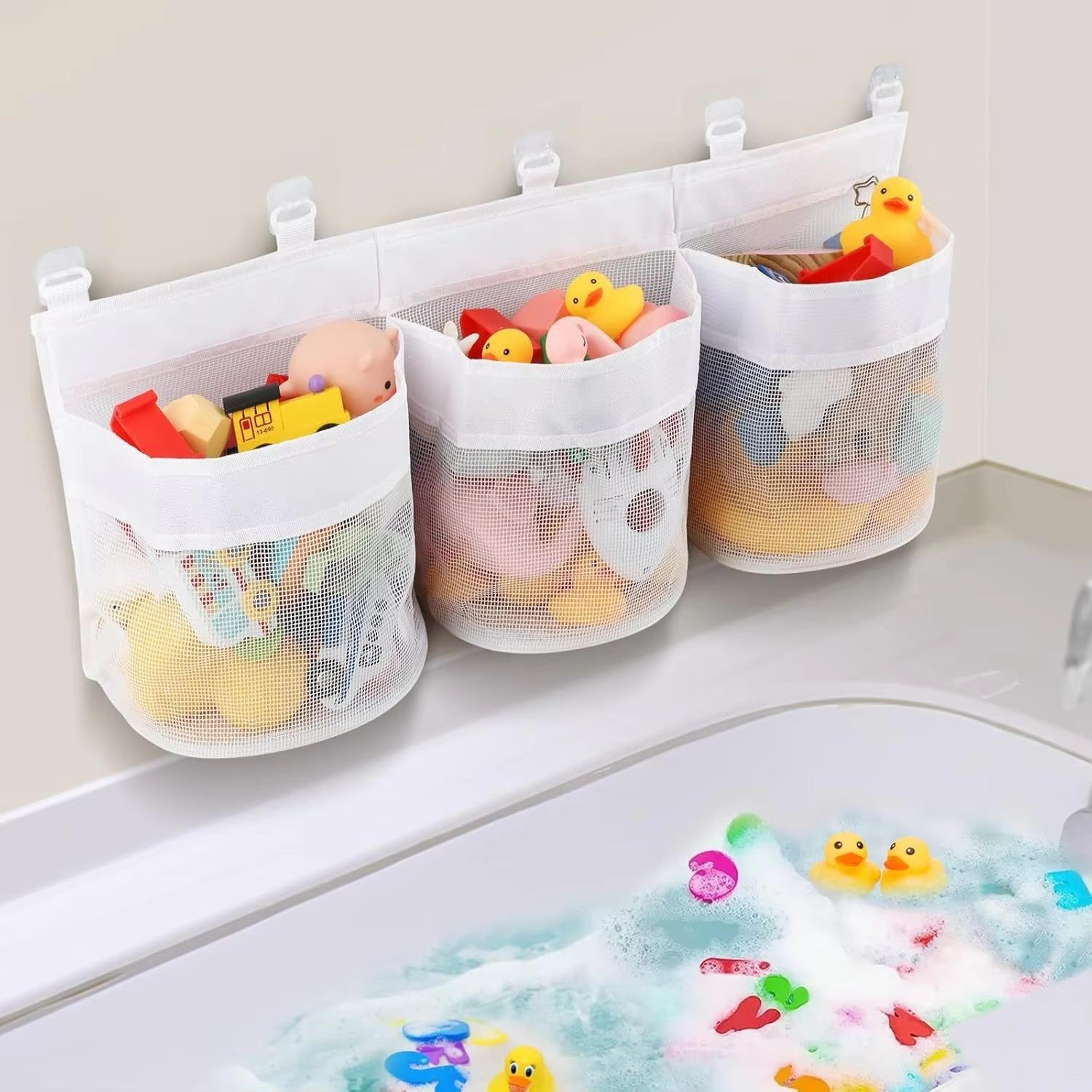 Kids Bathroom Toy Storage Bag  MultiCompartment Wall Organizer With Drainage Mesh 1