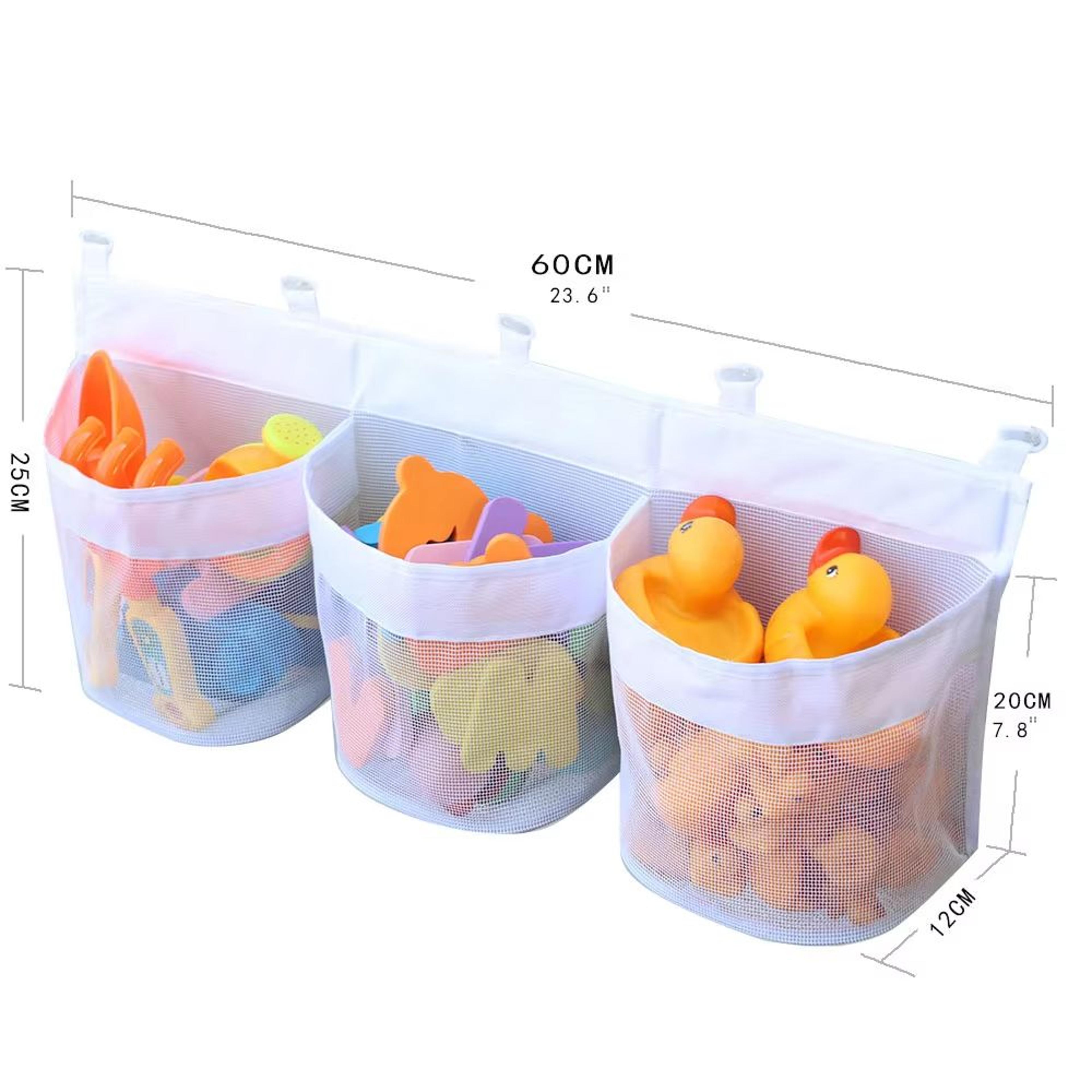 Kids Bathroom Toy Storage Bag  MultiCompartment Wall Organizer With Drainage Mesh 5