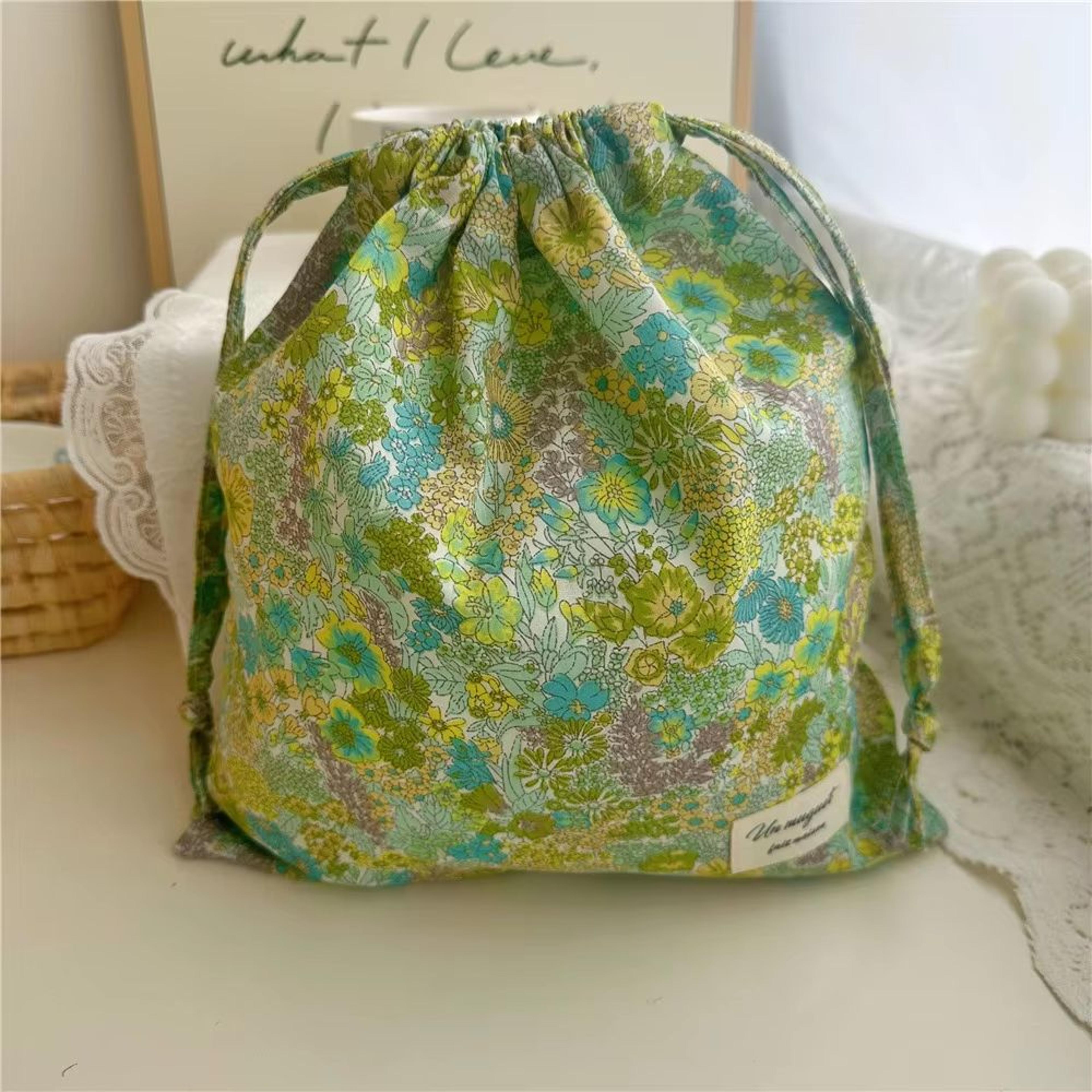 Portable Cotton Makeup  Travel Organizer Bag  Drawstring Flower Print Storage Pouch 8