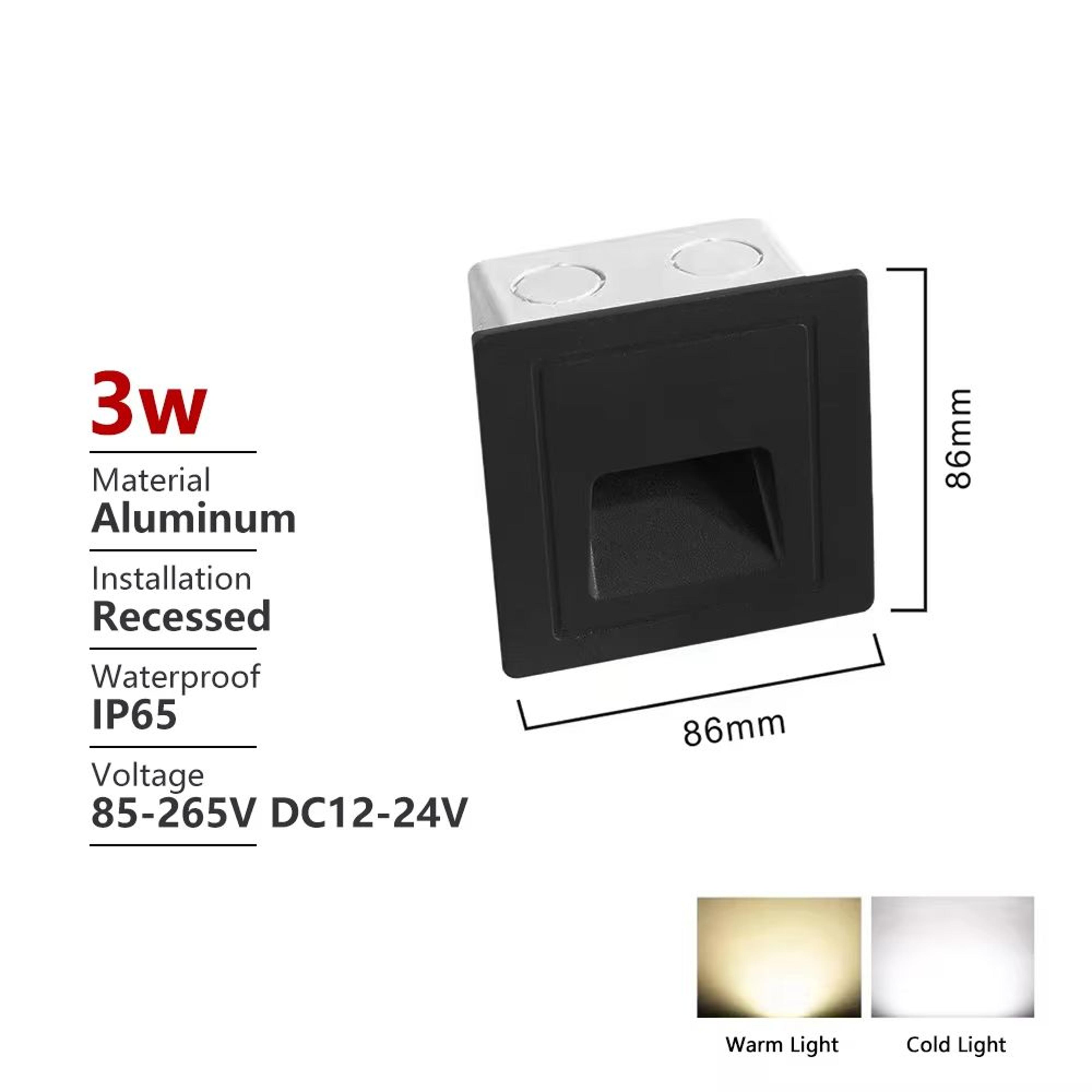 Outdoor Waterproof Recessed LED Stair  Wall Light 12V110V220V Round Exterior Nightlight 11