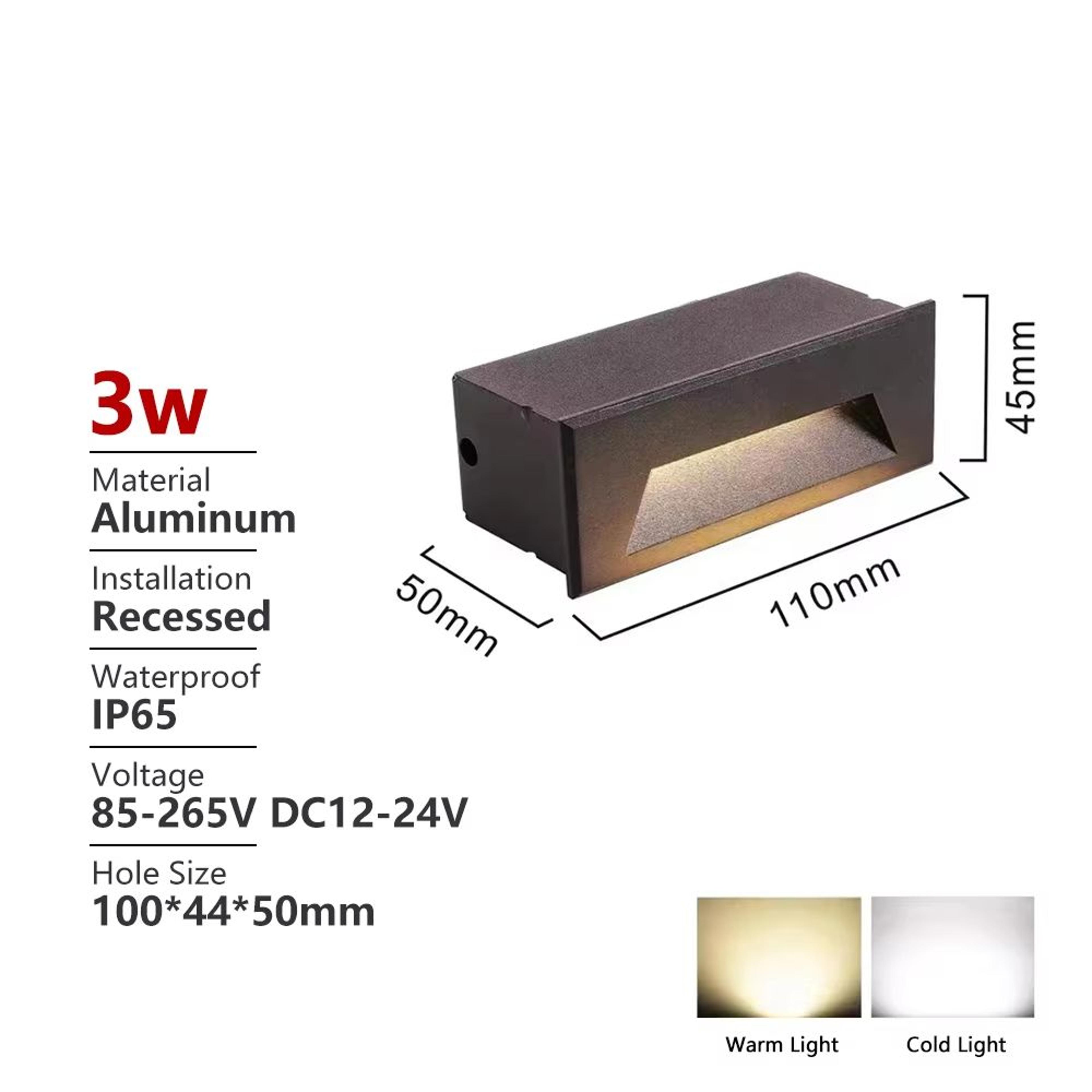 Outdoor Waterproof Recessed LED Stair  Wall Light 12V110V220V Round Exterior Nightlight 13
