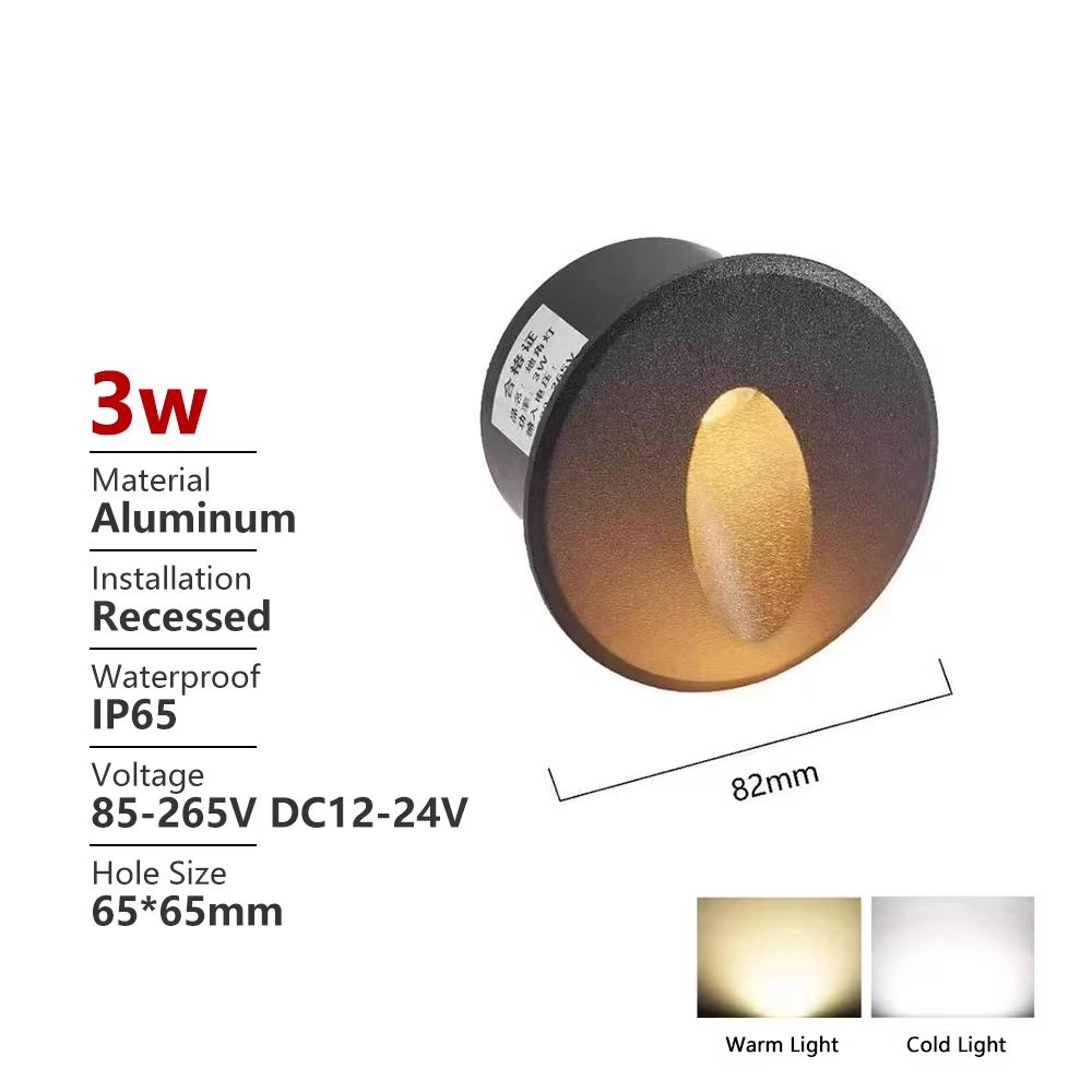 Outdoor Waterproof Recessed LED Stair  Wall Light 12V110V220V Round Exterior Nightlight 8