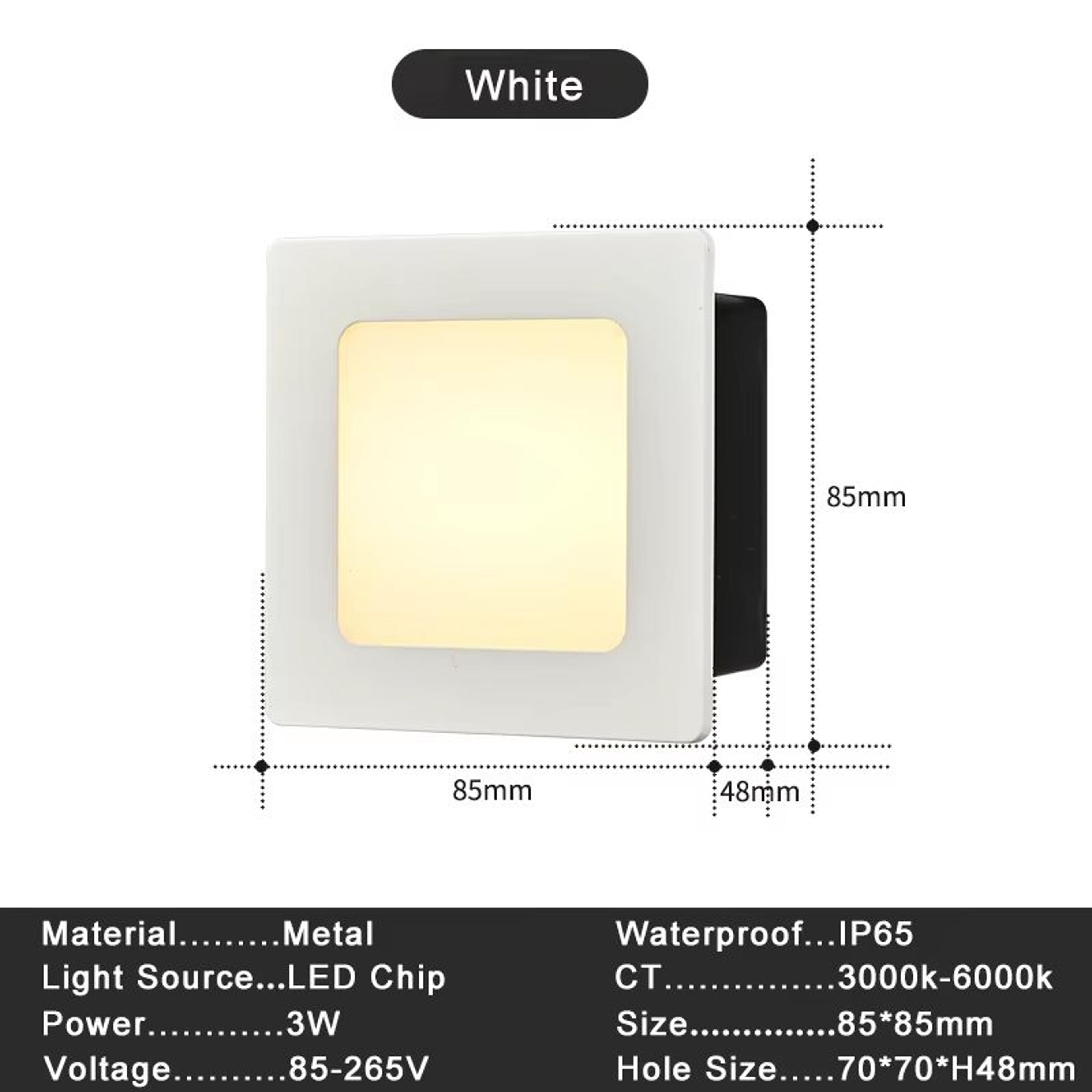 Recessed 3W LED Step  Wall Light With Mounting Box For Indoor  Outdoor Use 7