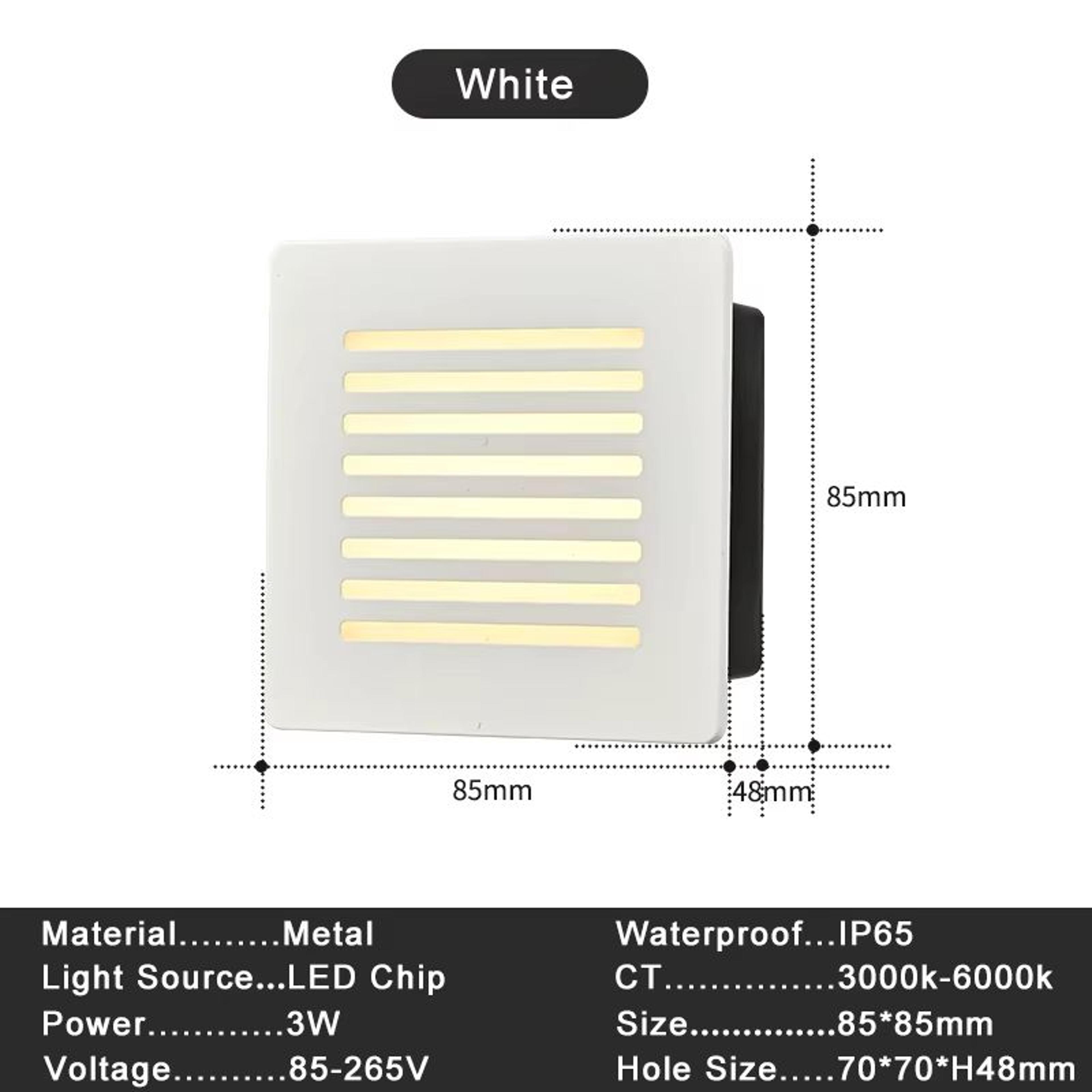 Recessed 3W LED Step  Wall Light With Mounting Box For Indoor  Outdoor Use 8