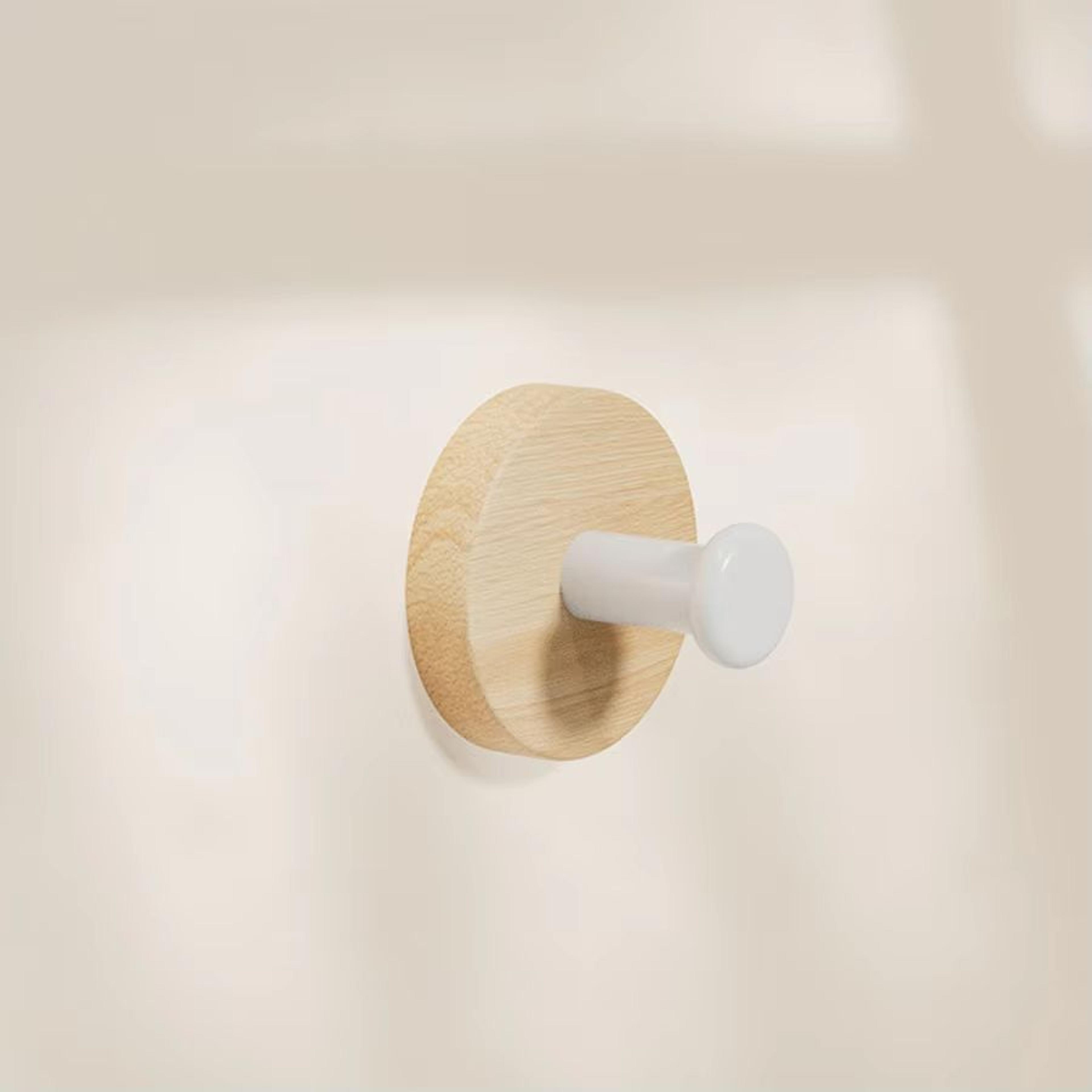 Walnut Wood Adhesive Door Hook Rack  NoDrill Wooden Hanger For Home 3