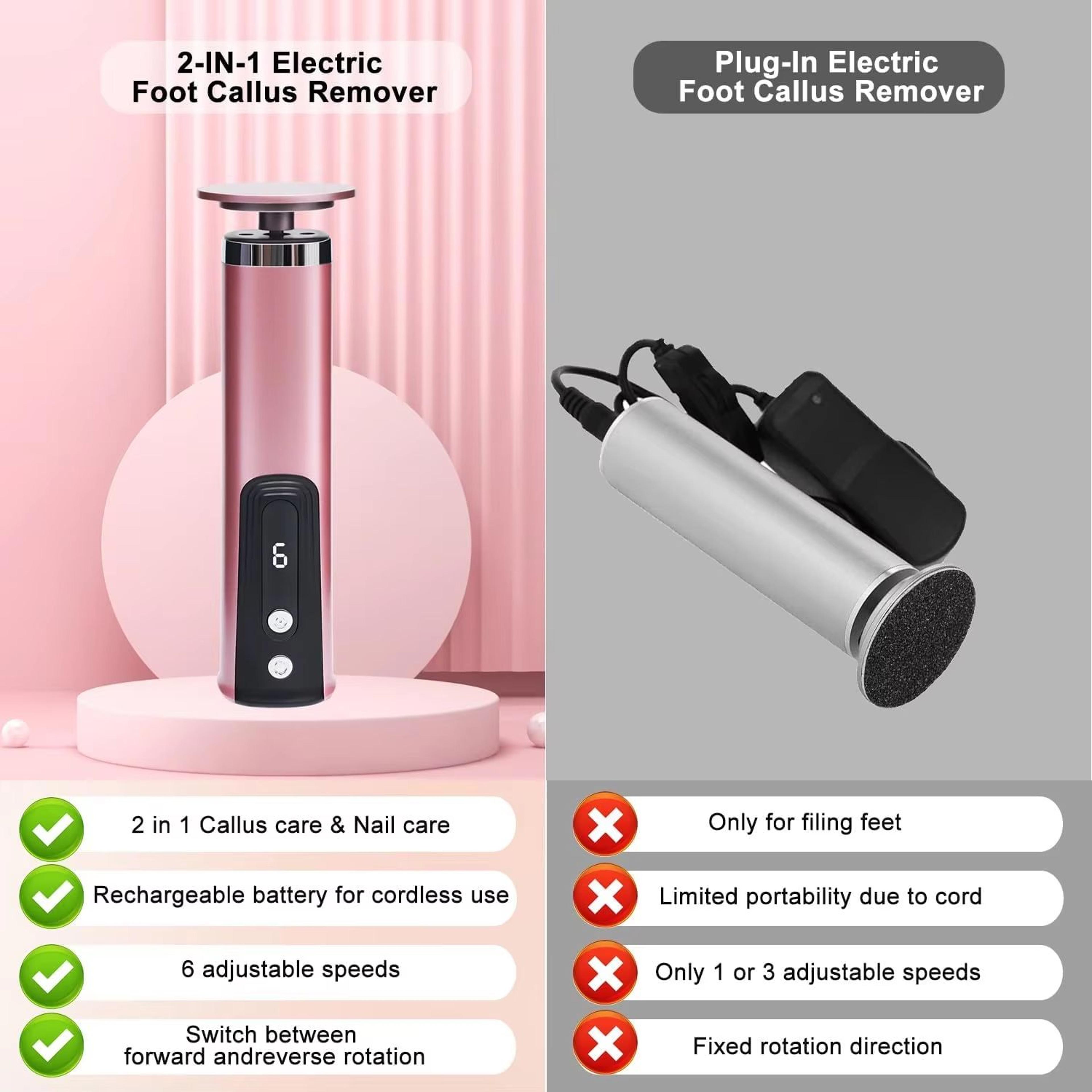 Electric Foot Callus Remover 2in1 Rechargeable Foot And Nail File Tool 3