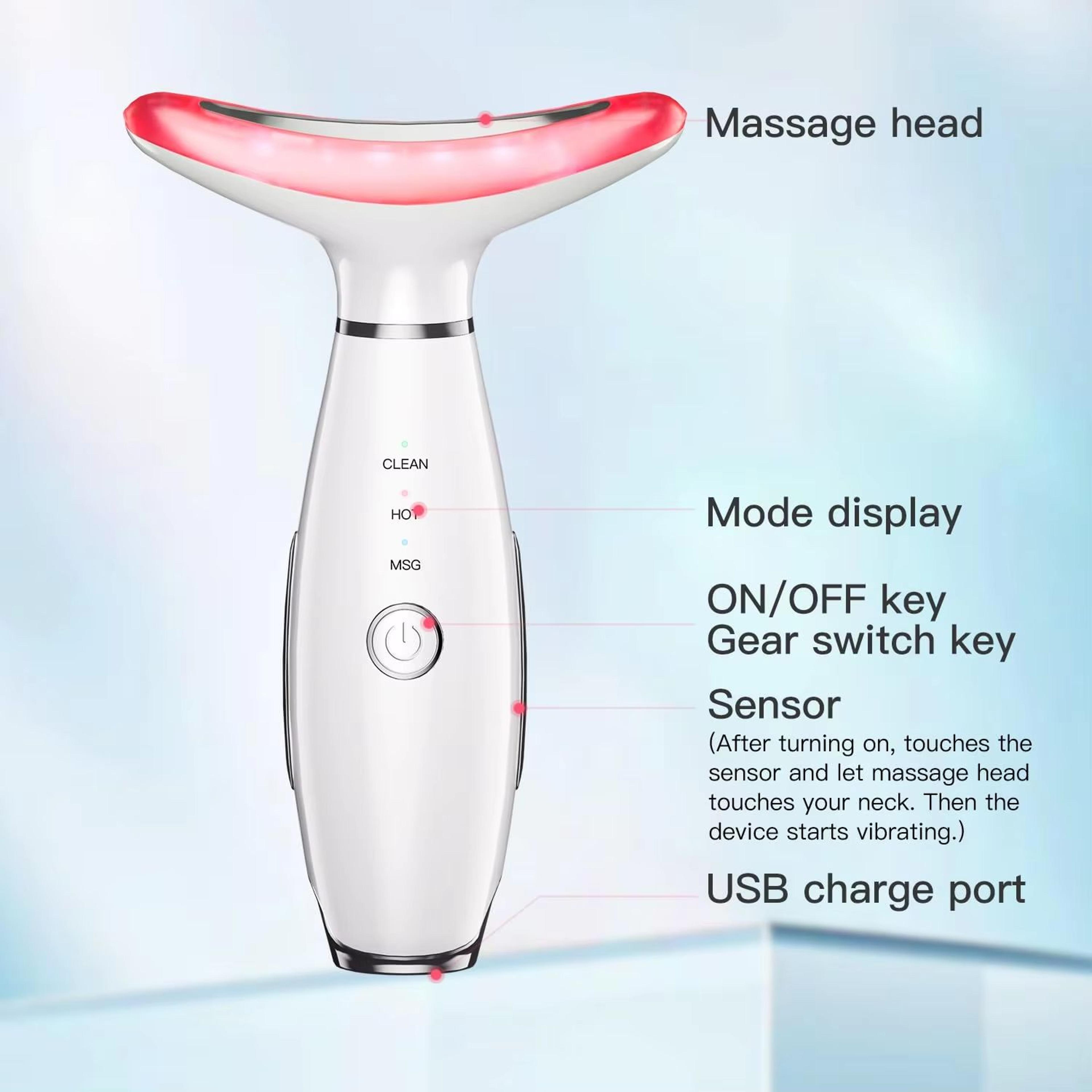 3in1 EMS Neck  Facial Beauty Device With LED Thermal Lift And Vibration For Double Chin Reduction 3